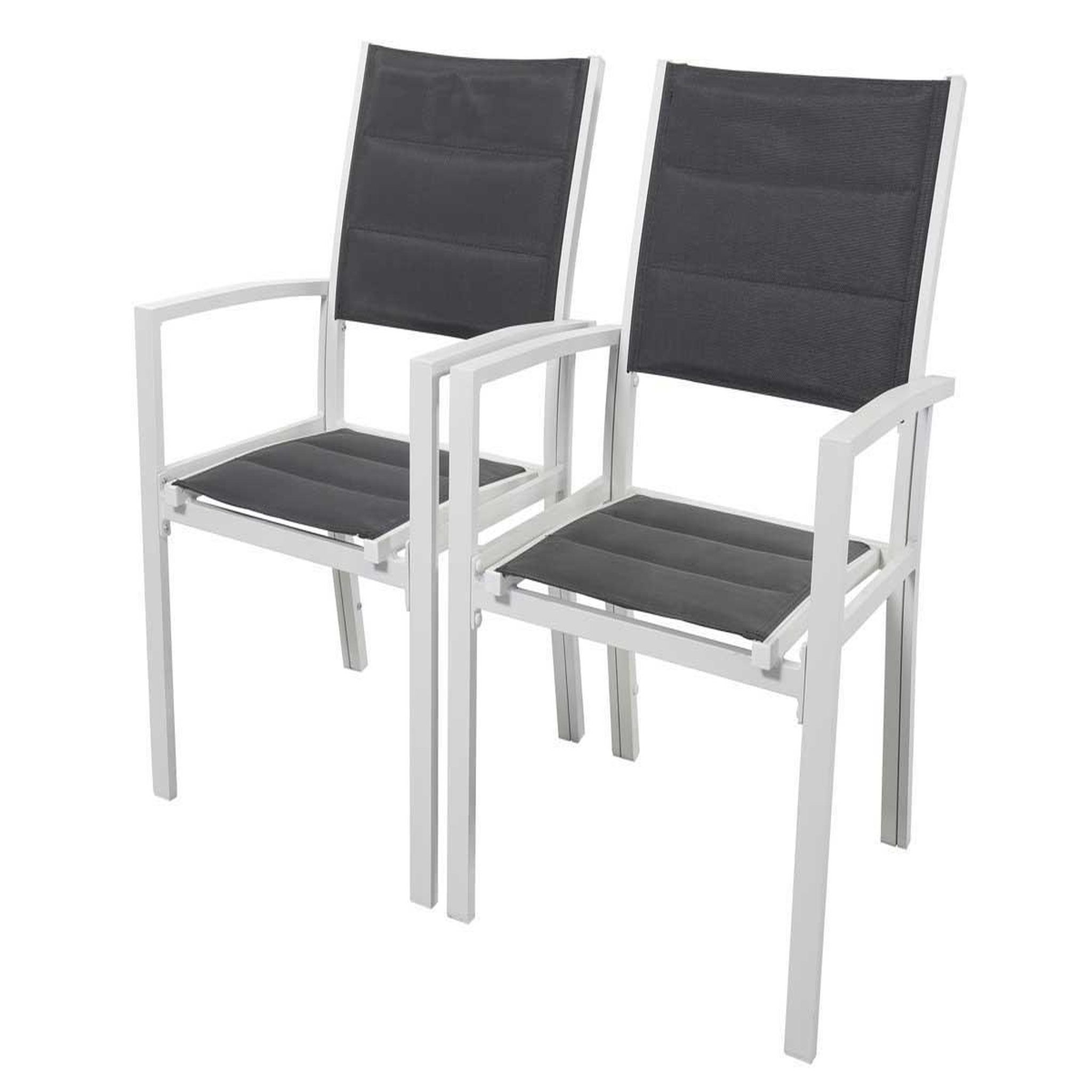 Habitat et Jardin Fauteuil jardin alu/textilène  brazil / canaries  - phoenix - blanc / gris foncé