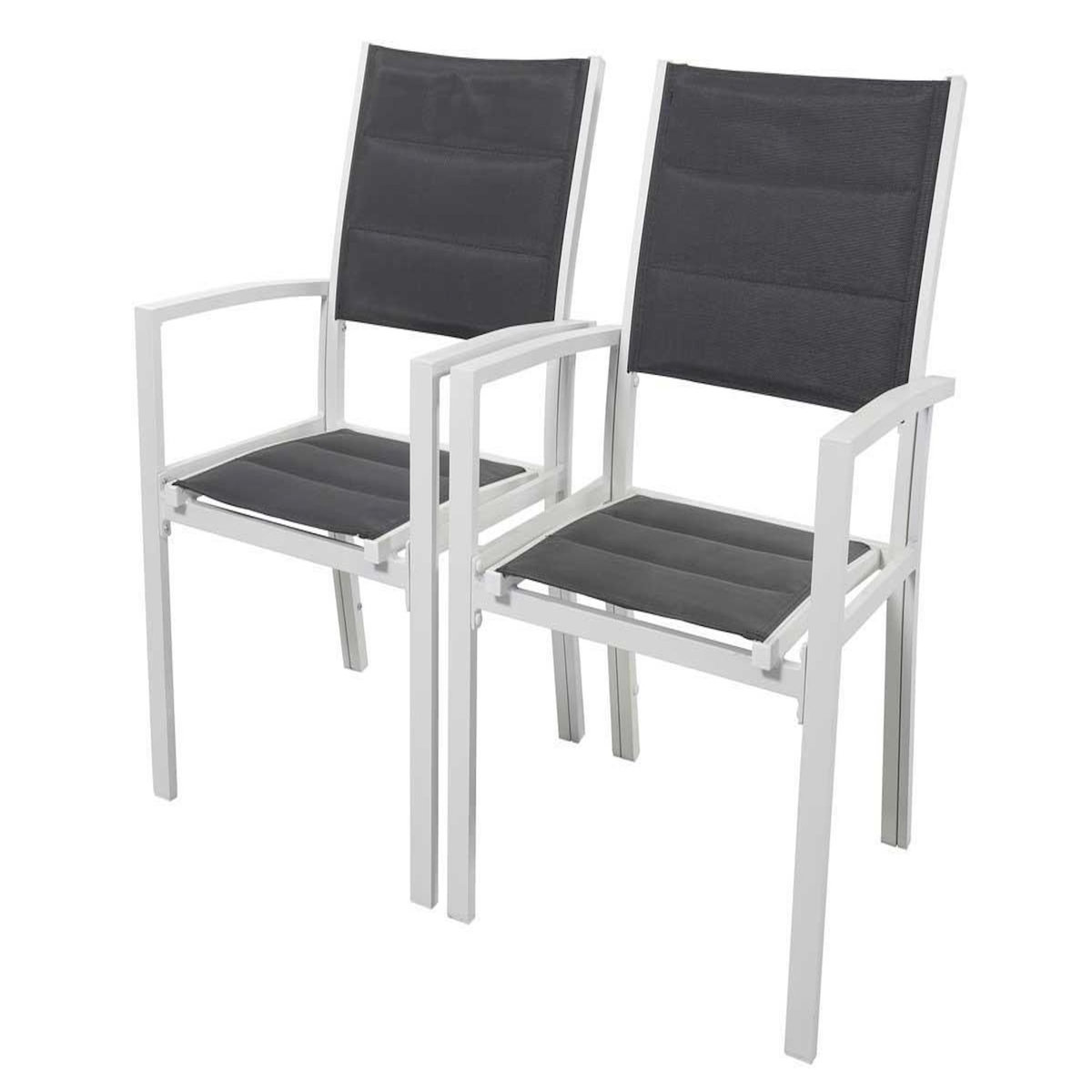 Habitat et Jardin Fauteuil jardin Alu/Textilène  Brazil / Canaries  - Phoenix - blanc / gris foncé