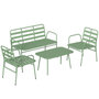 Voir la diapositive 1 : OUTSUNNY Salon de jardin style néo-rétro métal 4 places 4 pièces vert