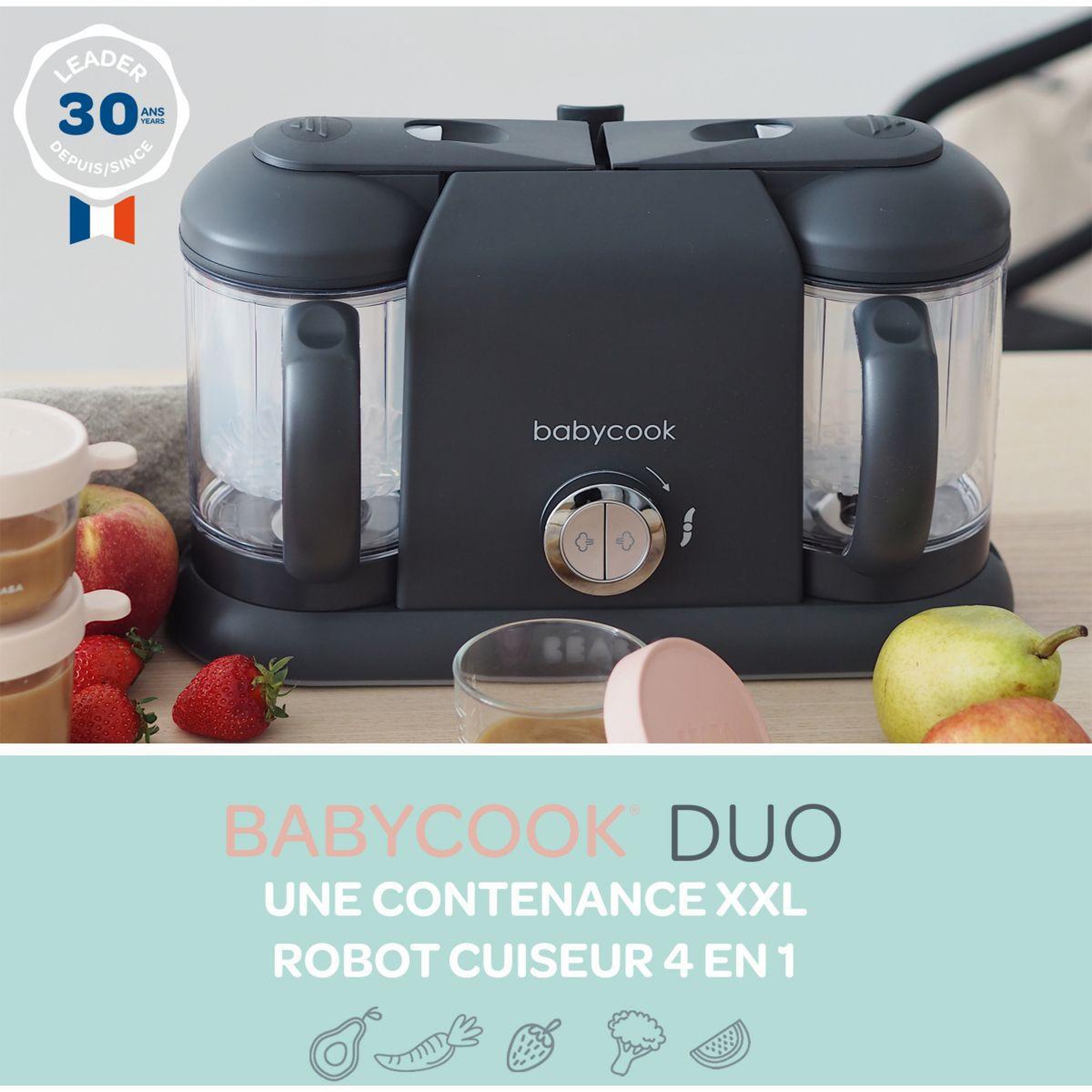 Voir la diapositive 3 : BEABA Mixeur cuiseur bébé babycook duo dark grey