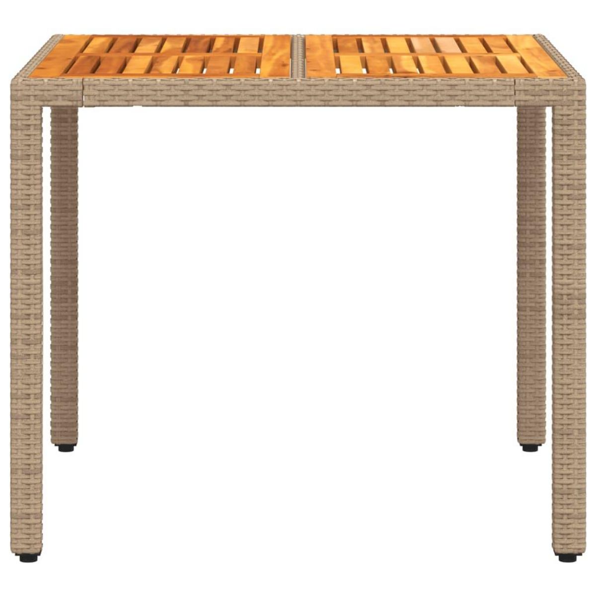 VIDAXL Table de jardin beige 90x90x75 cm resine tressee et bois acacia