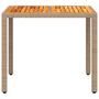 Voir la diapositive 5 : VIDAXL Table de jardin beige 90x90x75 cm resine tressee et bois acacia