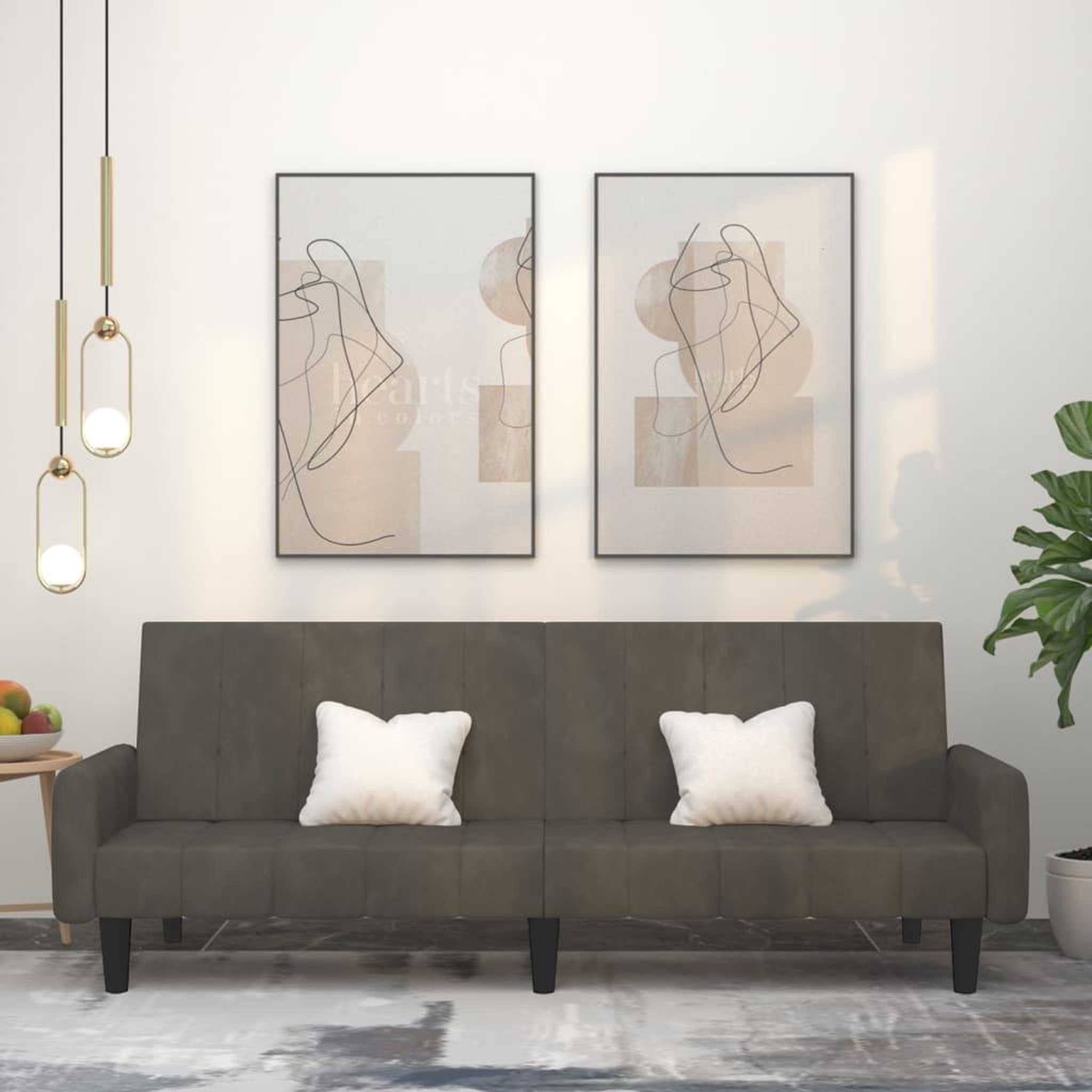 VIDAXL Canape-lit a 2 places gris fonce velours