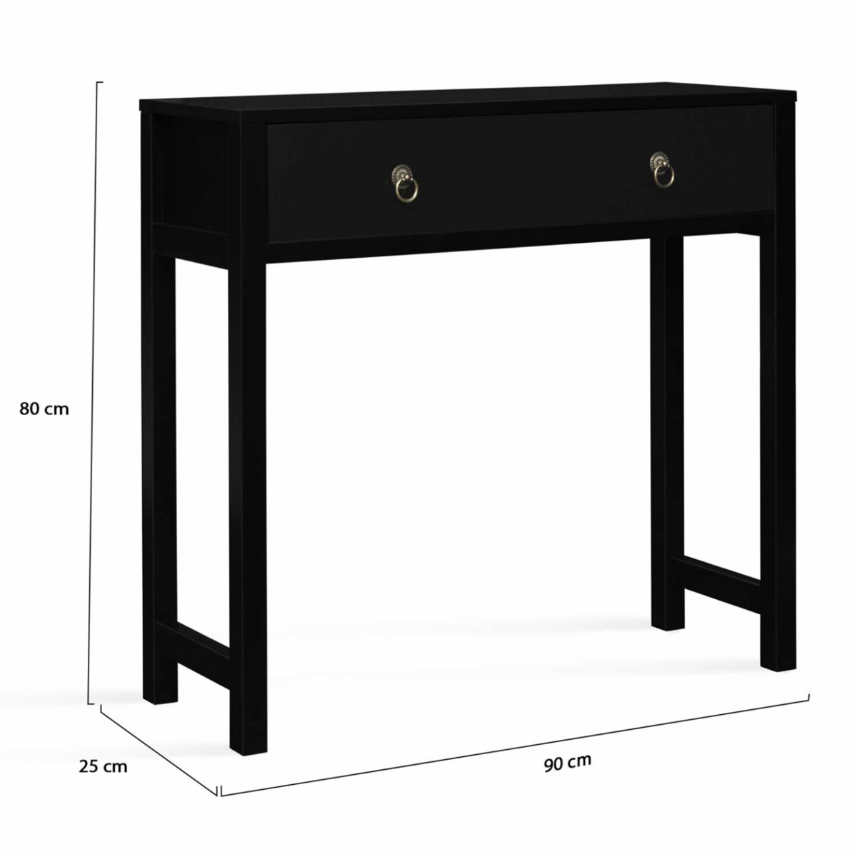 ID MARKET Console 1 tiroir asiatique YANG bois noir