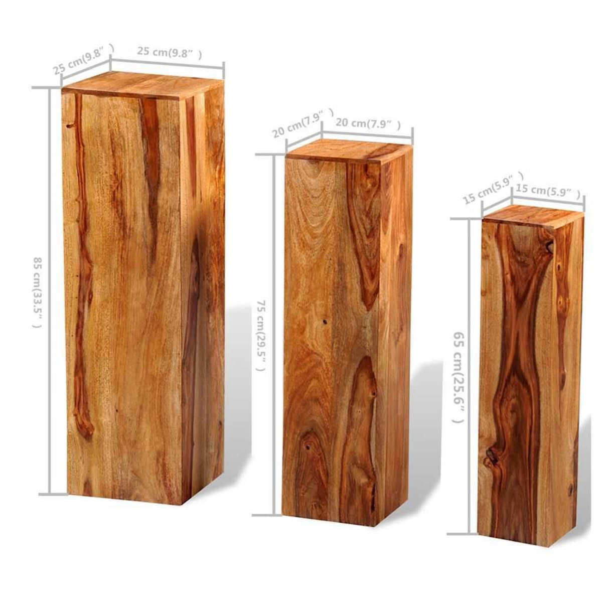 VIDAXL Support de plantes 3 pcs bois massif marron