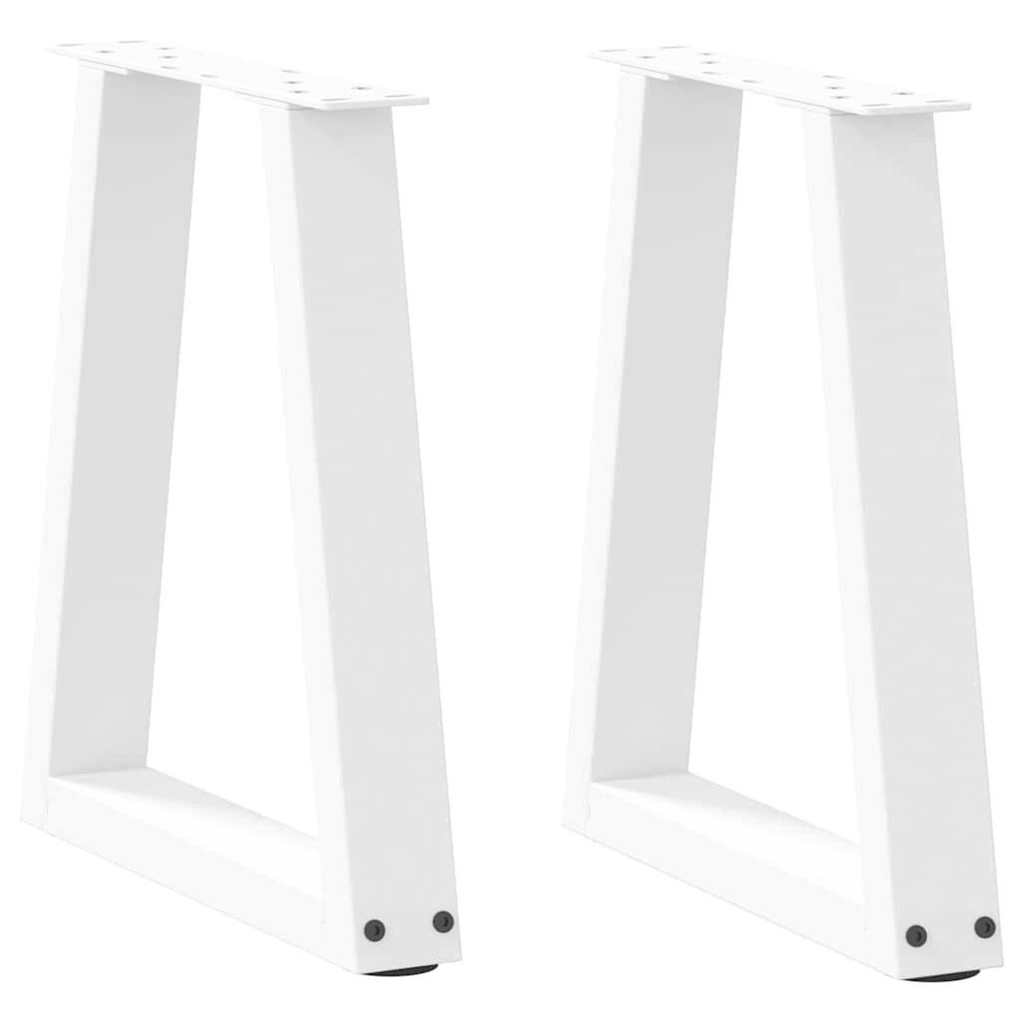 VIDAXL Pieds de table a manger forme de V 2 pcs blanc 38x(42-43,3) cm