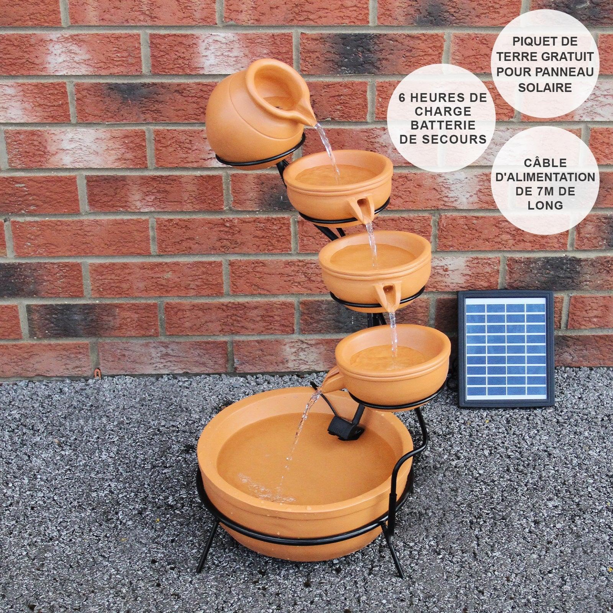 Voir la diapositive 3 : MONSTERSHOP Fontaine de jardin à 4 niveaux avec panneau solaire