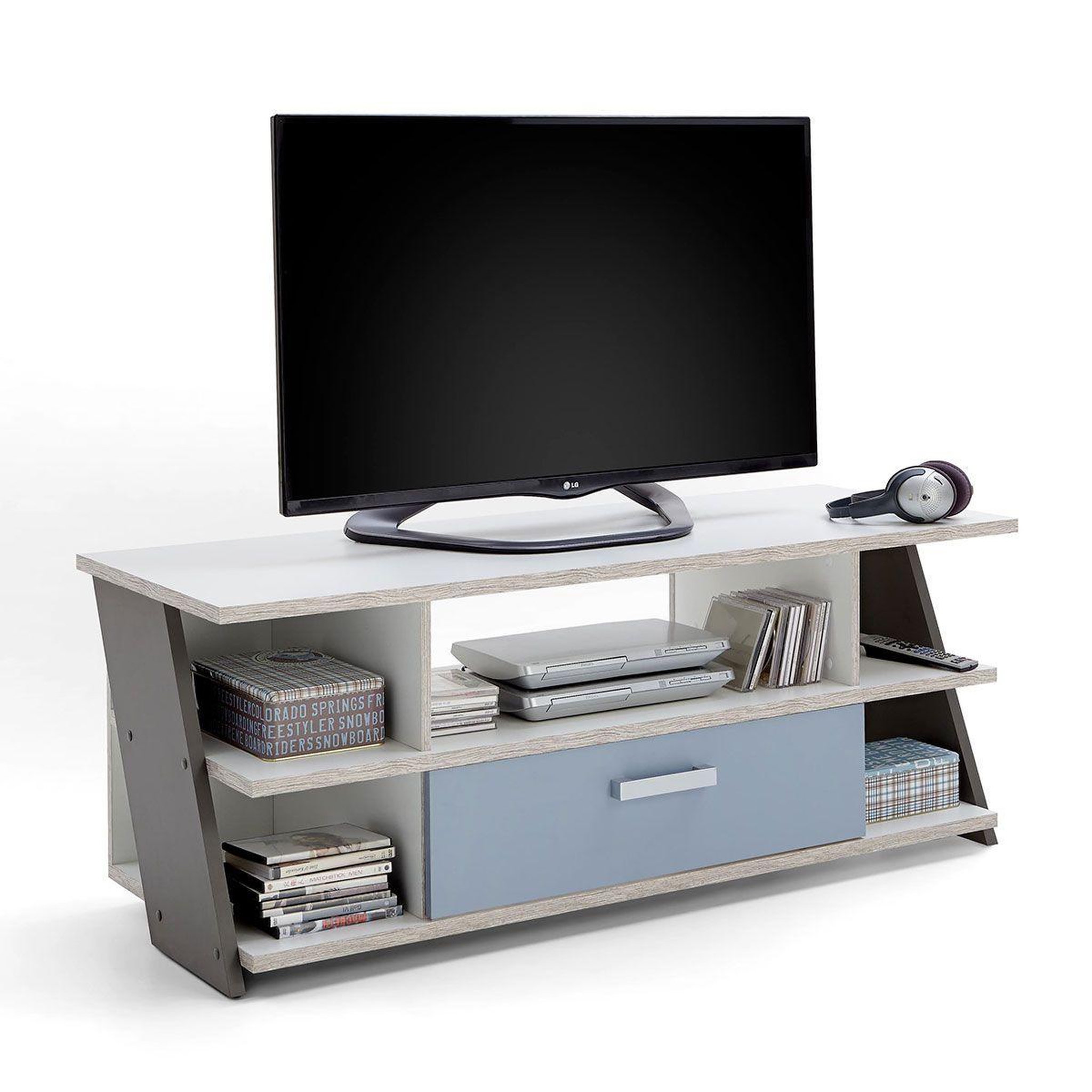 Paris Prix Meuble tv 5 niches  anoya  135cm chêne & blanc