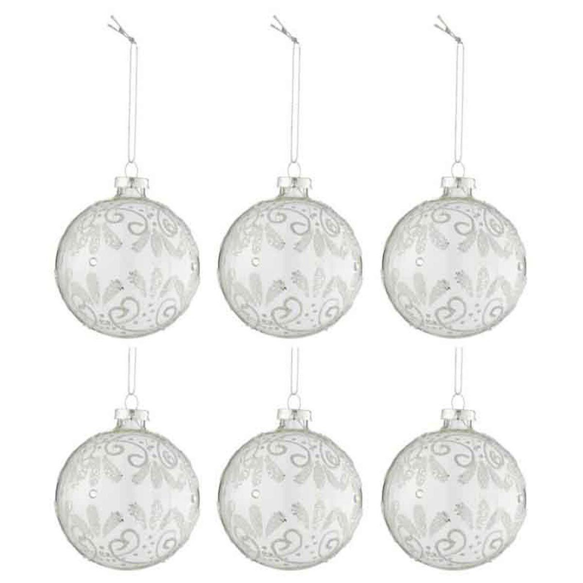 Voir la diapositive 1 : J-LINE Lot de 6 Boules de Noël  Sequins  8cm Argent