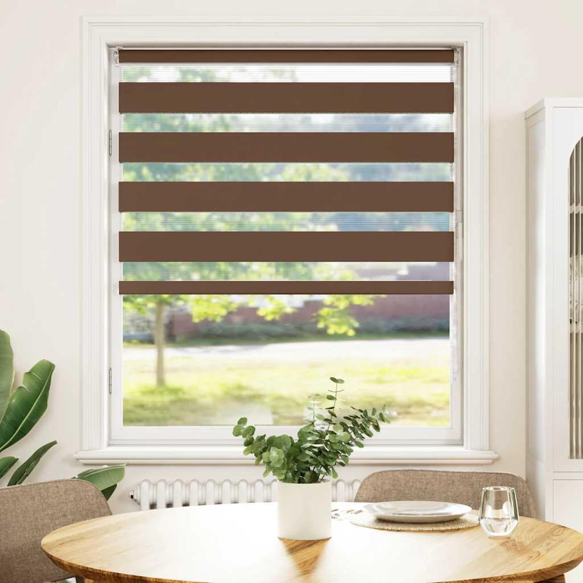 Voir la diapositive 2 : VIDAXL Store zebre marron 95x150 cm largeur du tissu 90,9 cm polyester