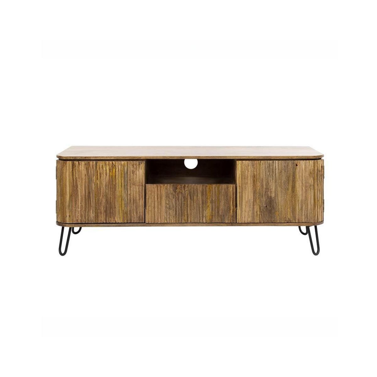 LISA DESIGN Delhi - meuble tv - bois massif et noir - 135 cm