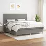 VIDAXL Sommier a lattes de lit avec matelas Gris fonce 200x200cm Tissu