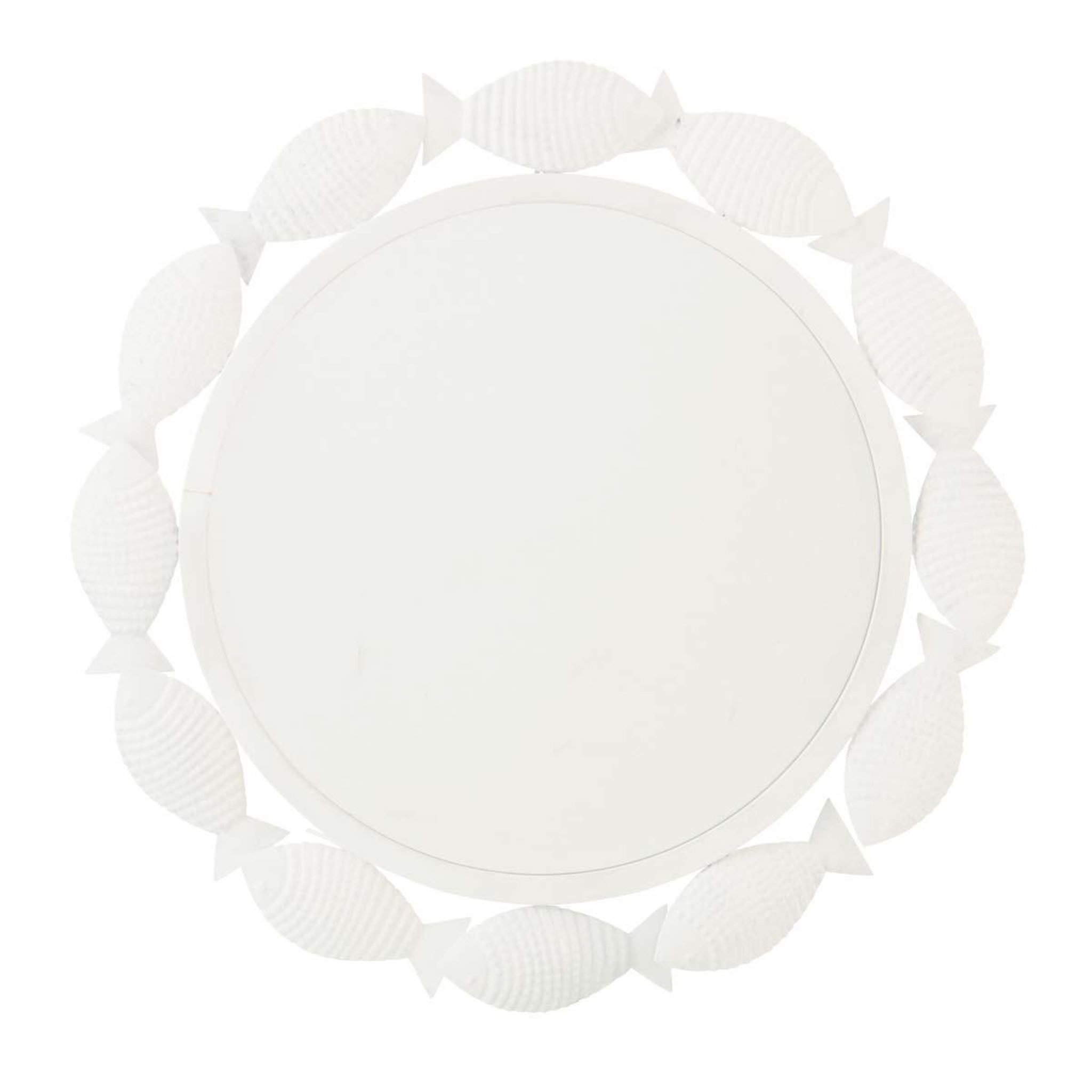 J-LINE Miroir Mural en Métal  Poisson  76cm Blanc