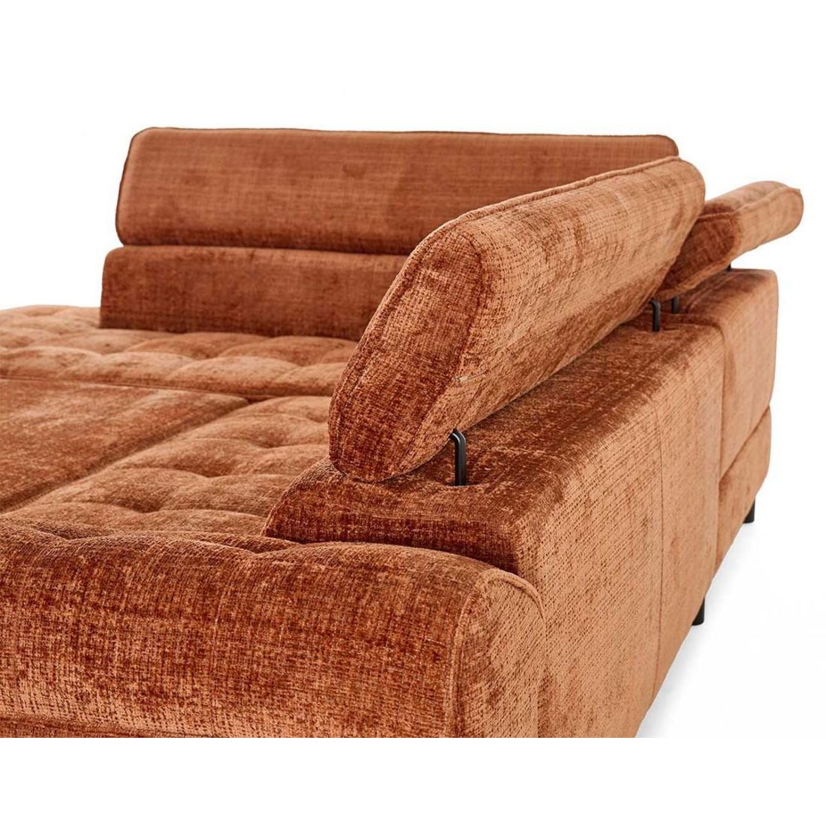 LISA DESIGN Marlo - canapé d'angle gauche 5 places convertible avec coffre et têtières en velours texturé