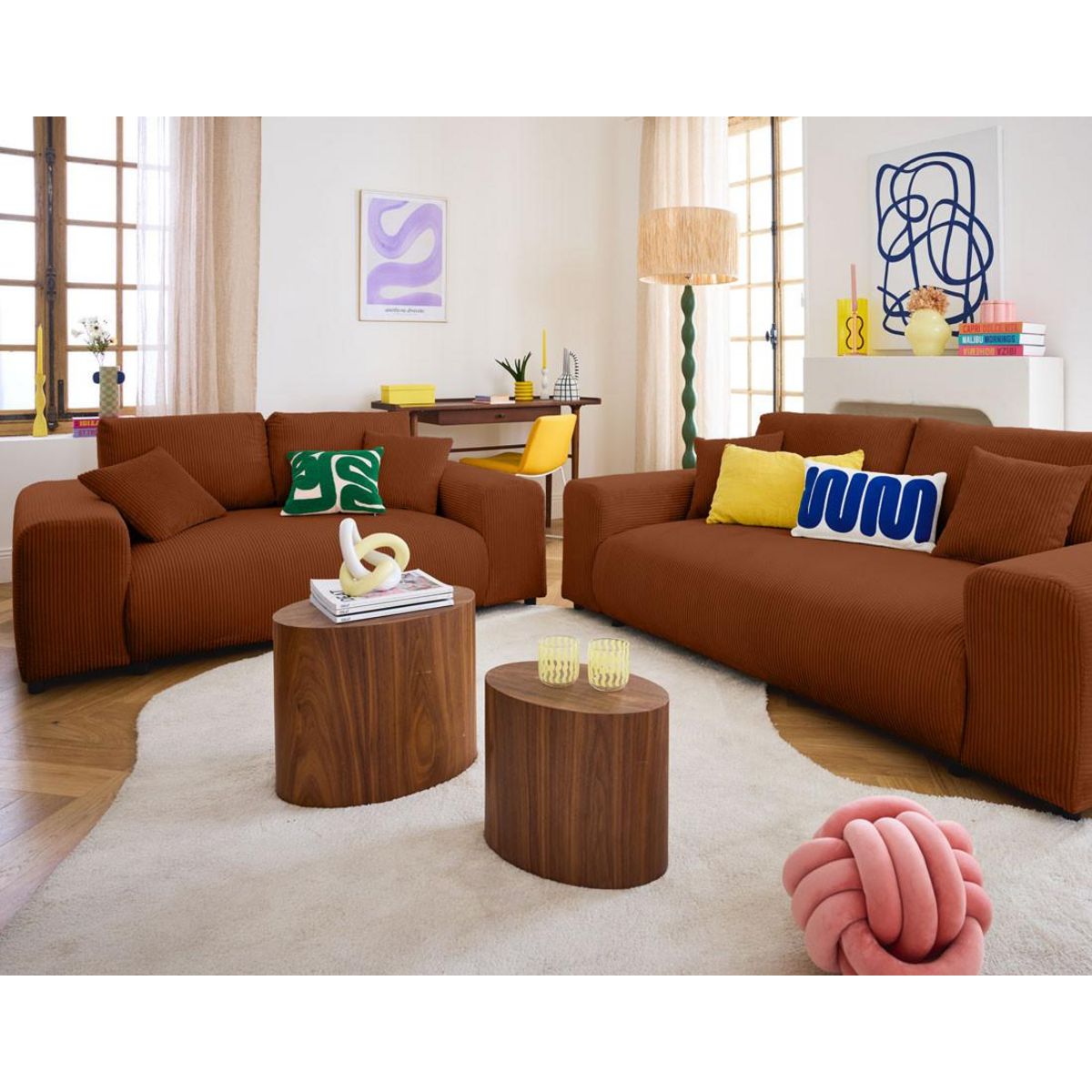 LISA DESIGN Garance - canapé droit 3 places - en velours côtelé