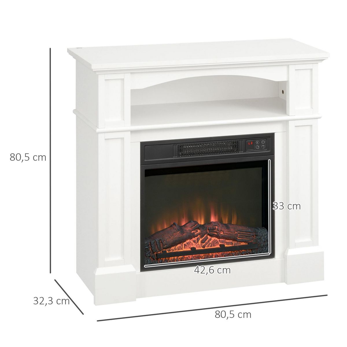 HOMCOM Cheminée électrique XL style classique chic 1800W  effet flammes LED réglable télécommande blanc