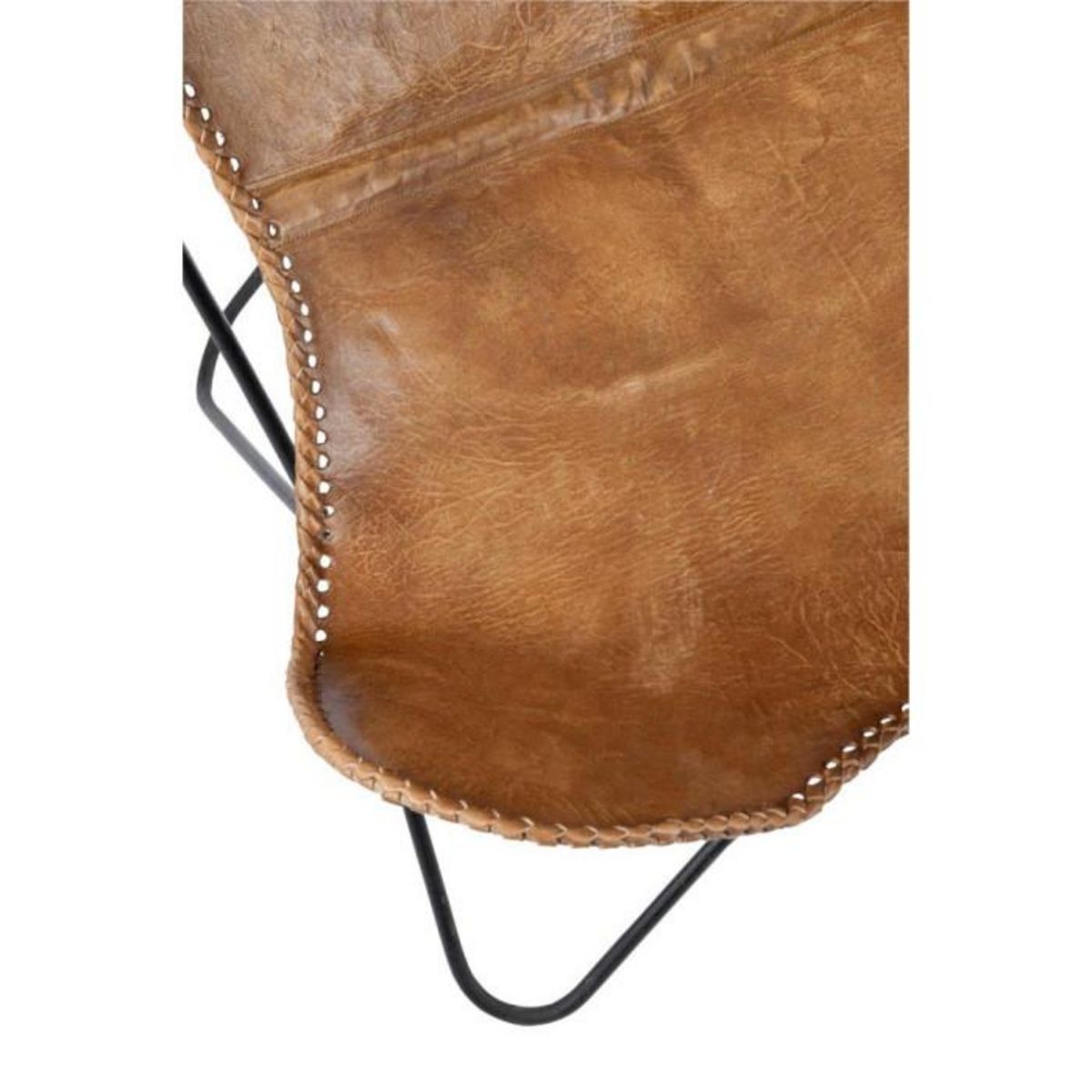 Paris Prix Fauteuil Design en Cuir  Papillon  73cm Marron