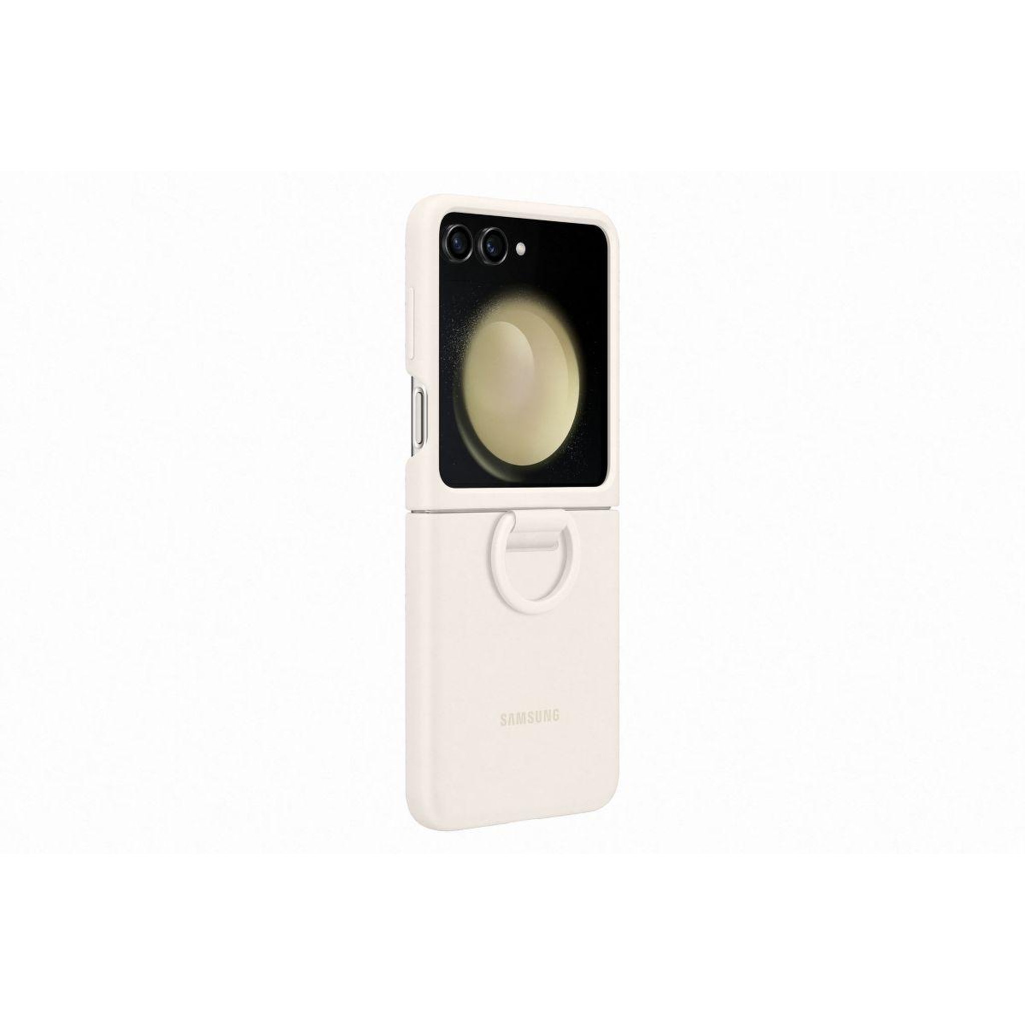 Samsung Coque z flip 5 avec anneau sillicone crème