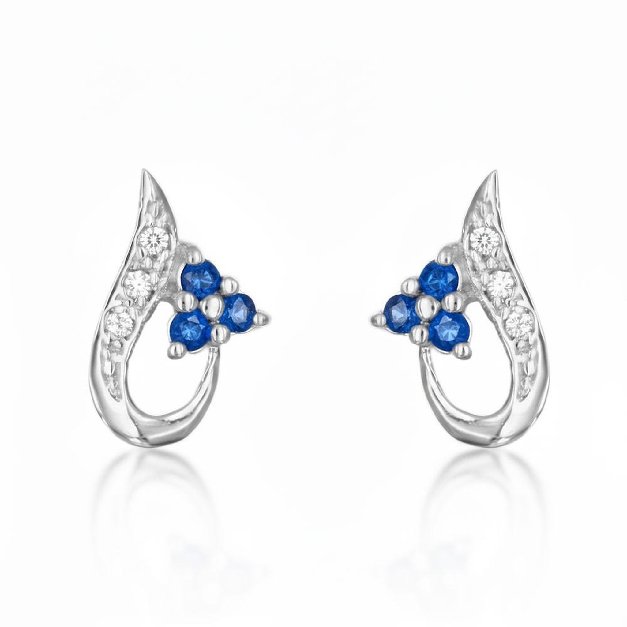 L'ATELIER D'AZUR Boucles d'Oreilles Or Blanc - Saphirs Bleus et Zirconiums - Femme