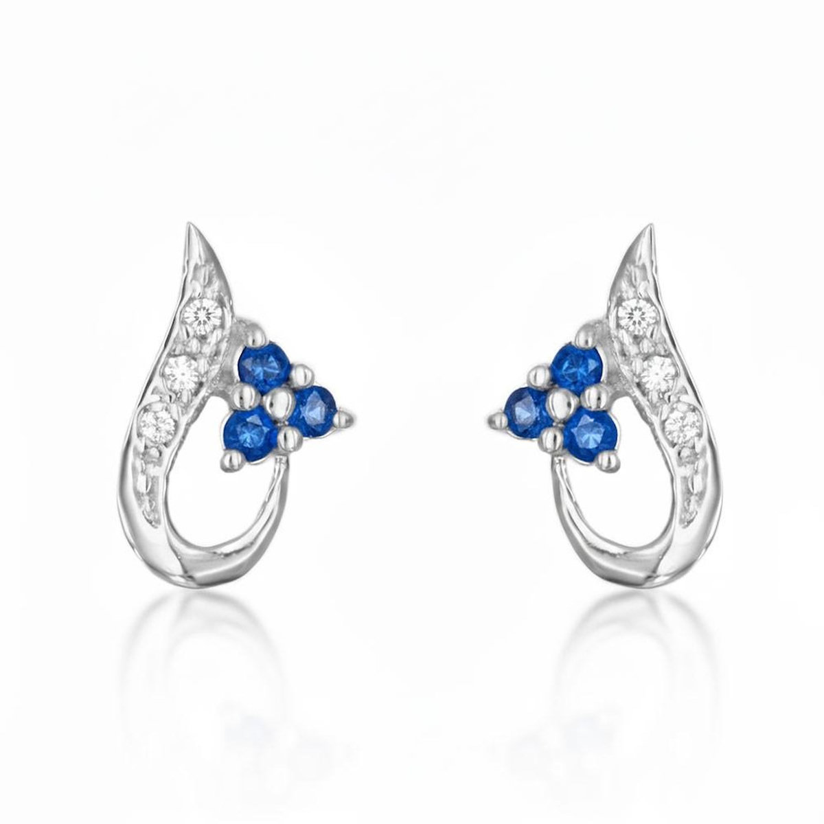 L'ATELIER D'AZUR Boucles d'Oreilles Or Blanc - Saphirs Bleus et Zirconiums - Femme
