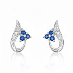 L'ATELIER D'AZUR Boucles d'Oreilles Or Blanc - Saphirs Bleus et Zirconiums - Femme