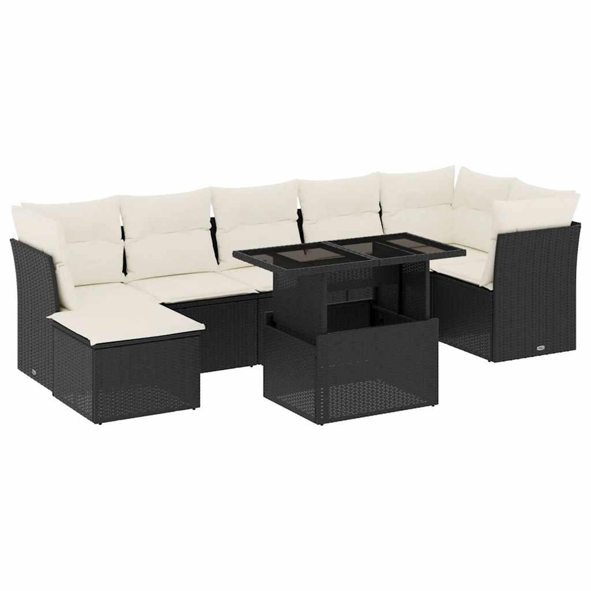 Voir la diapositive 2 : VIDAXL Salon de jardin 8 pcs avec coussins noir resine tressee