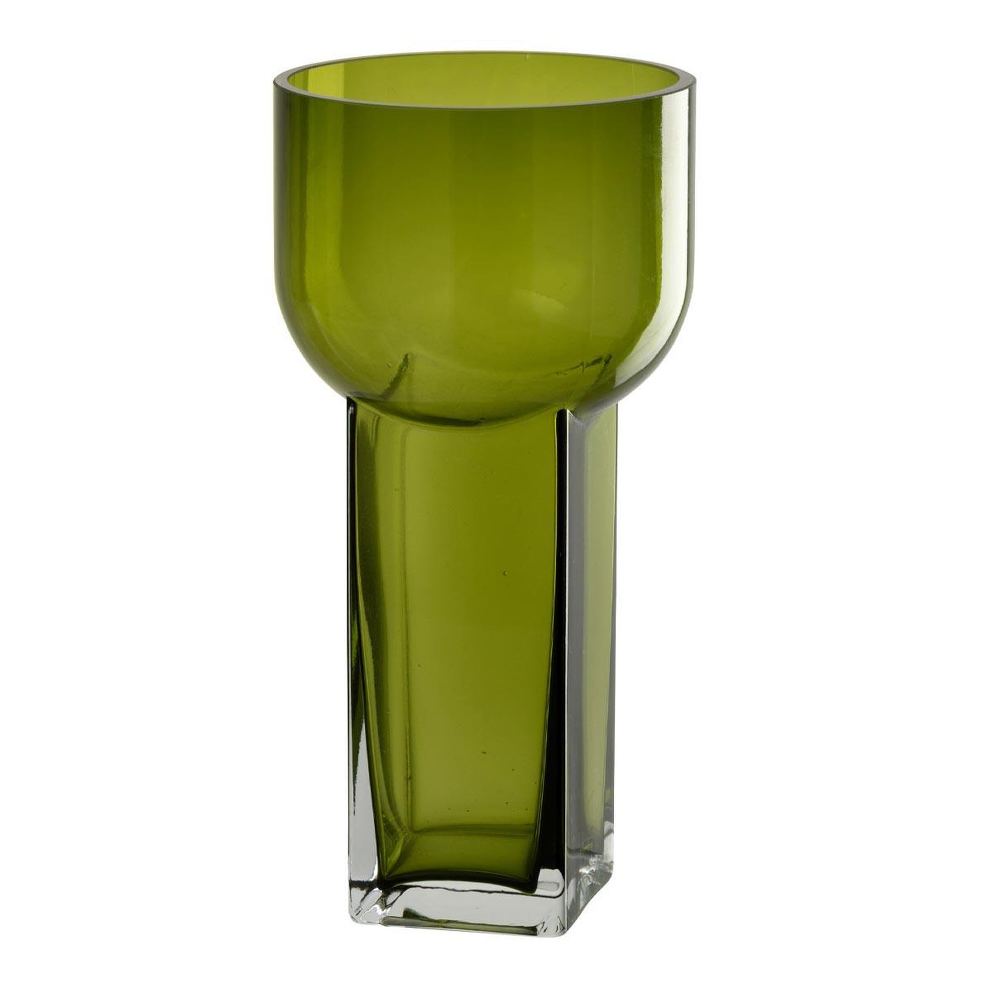 J-LINE Vase déco en verre  carol  26cm vert olive