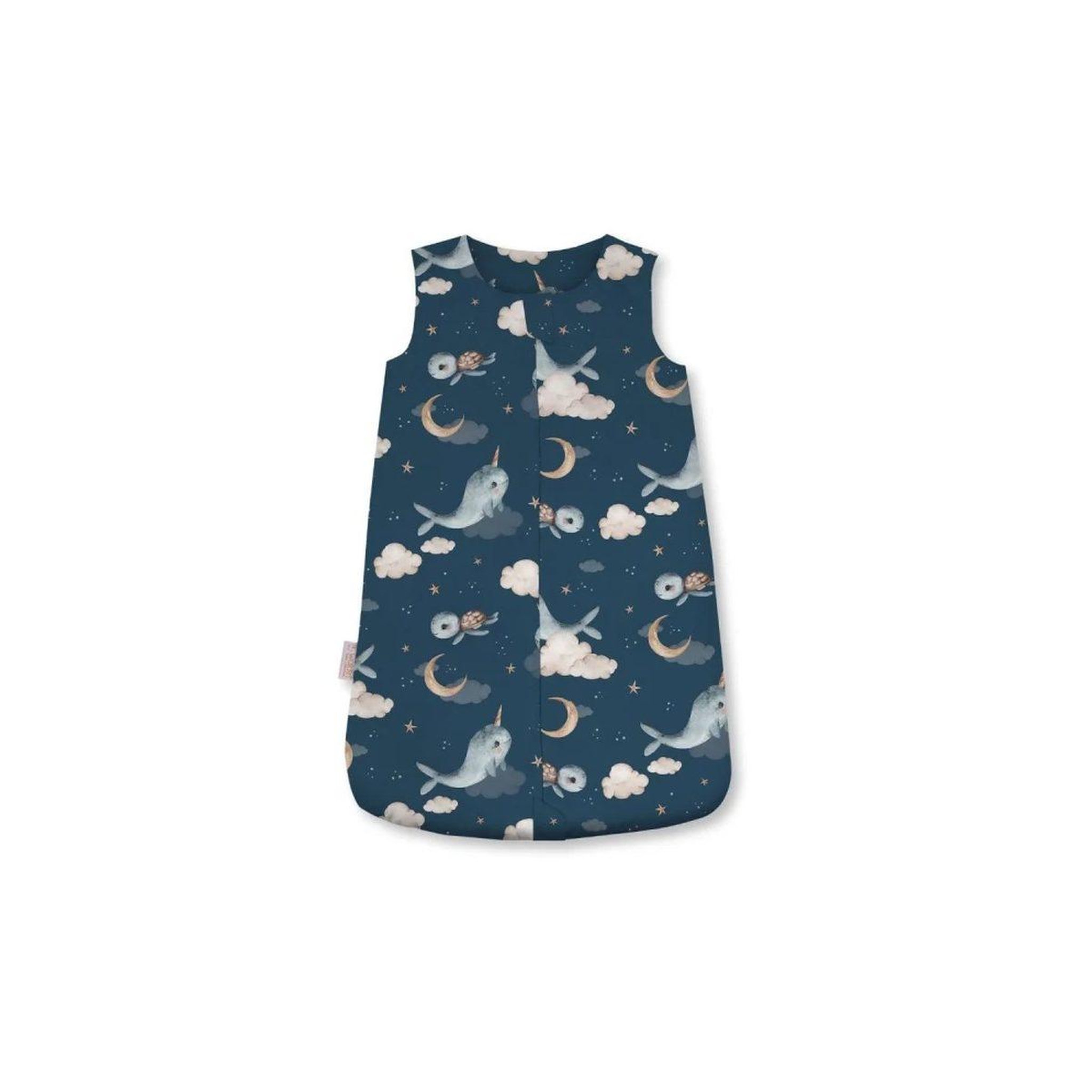 WALDIN Gigoteuse en bambou 40 × 64 cm 1,5 TOG - taille S - motif baleine, bleu foncé