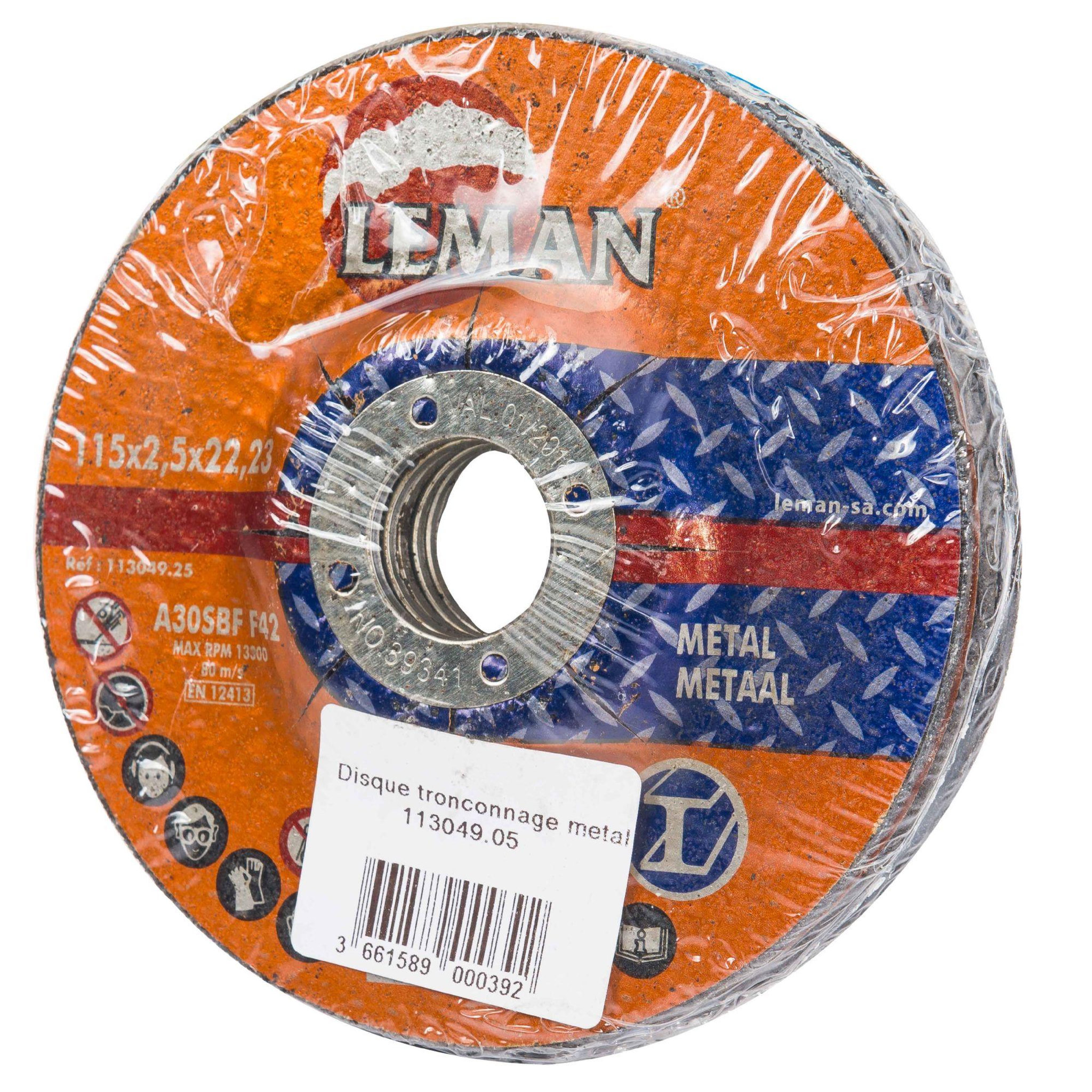 Voir la diapositive 2 : Leman Disque fer Ø 115 mm 5 pièces