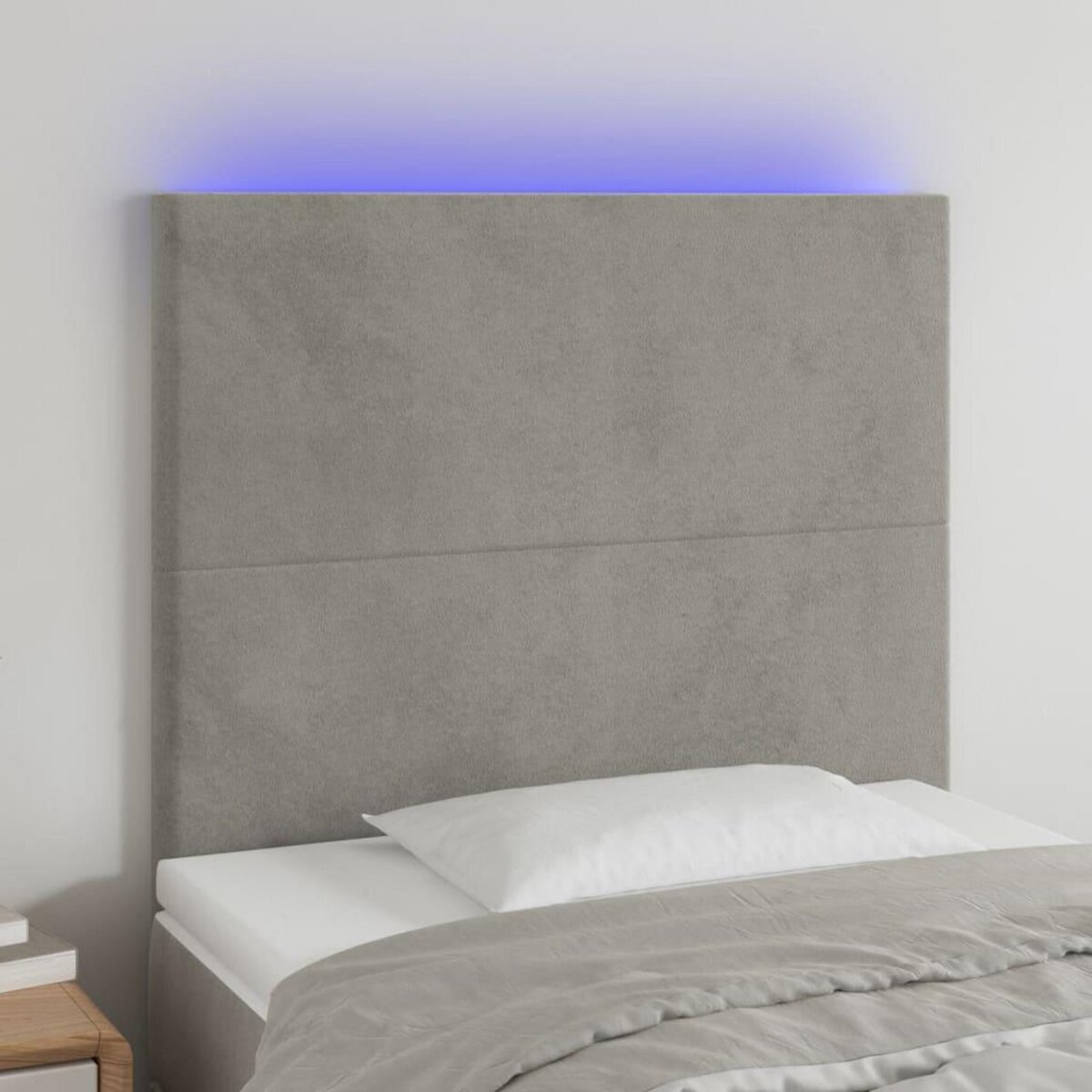 VIDAXL Tete de lit a LED Gris clair 100x5x118/128 cm Velours