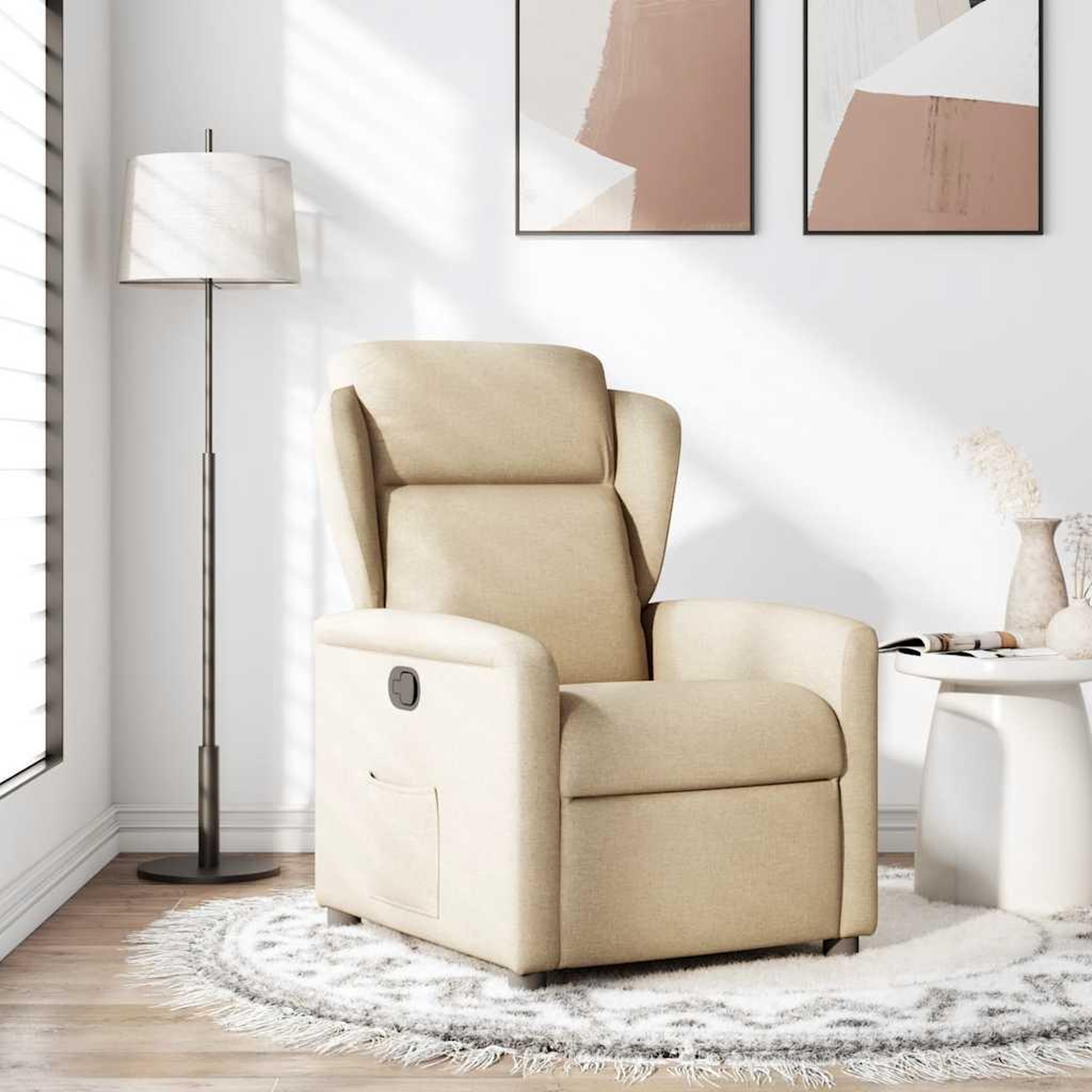 Voir la diapositive 2 : VIDAXL Fauteuil inclinable Creme Tissu