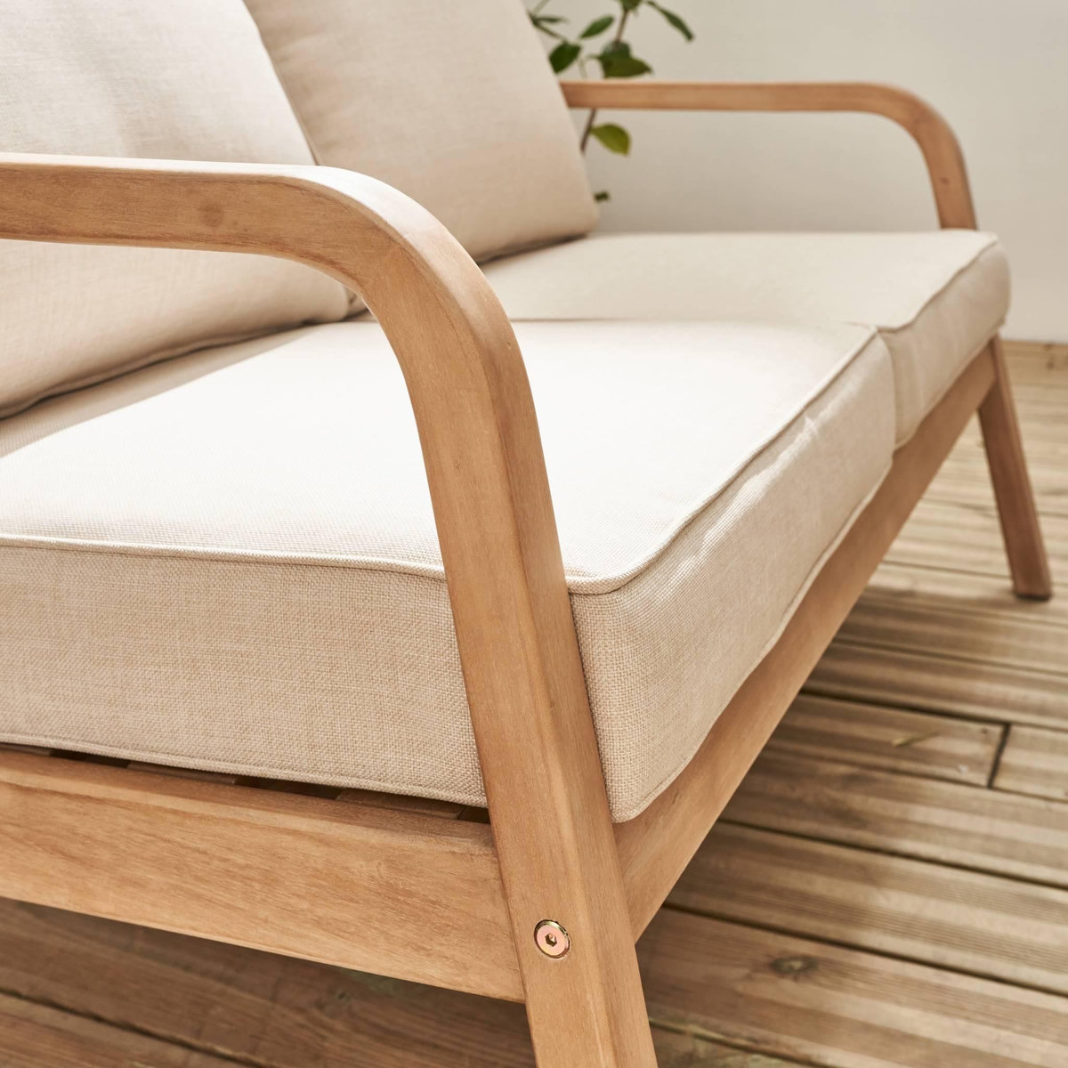 SWEEEK Salon de jardin en bois, 4 places CARNOTA