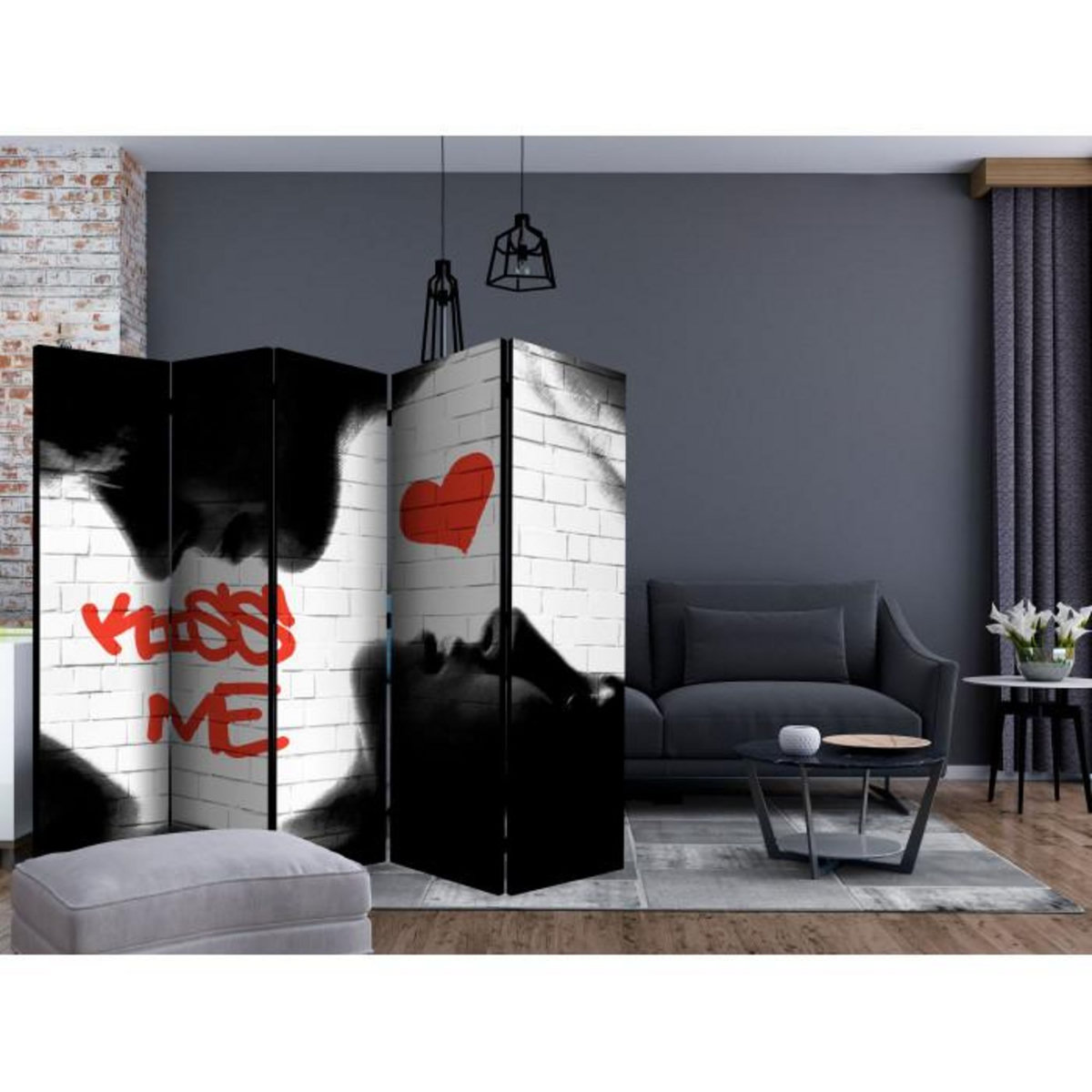 Paris Prix Paravent 5 Volets  Kiss Me  172x225cm
