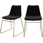 Rendez vous déco Lot de 2 chaises en velours noir et pieds en métal doré - Gaspard. Coloris disponibles : Noir