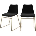 Rendez vous déco Lot de 2 chaises en velours noir et pieds en métal doré - Gaspard. Coloris disponibles : Noir