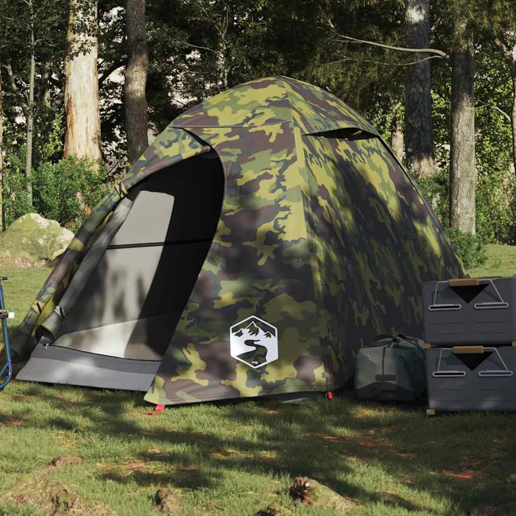 VIDAXL Tente de camping a dome 2 personnes camouflage impermeable