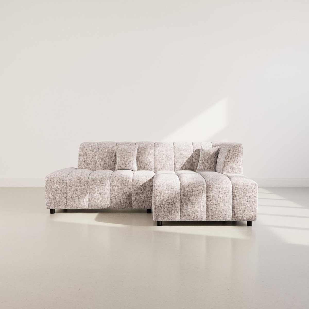 LISA DESIGN Curtis - canapé d'angle droit 4 places sans accoudoir en tissu texturé