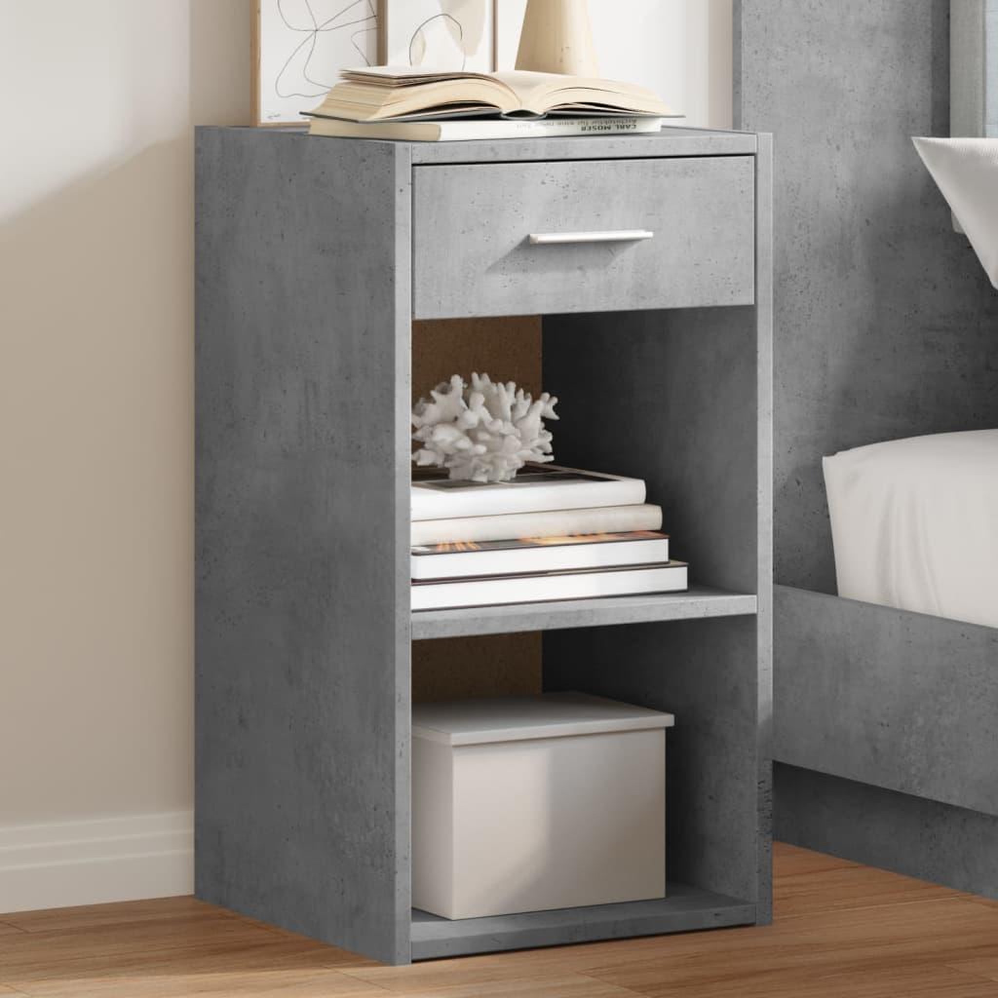Voir la diapositive 1 : VIDAXL Tables de chevet 2 pcs gris beton 35x34x65 cm bois ingenierie