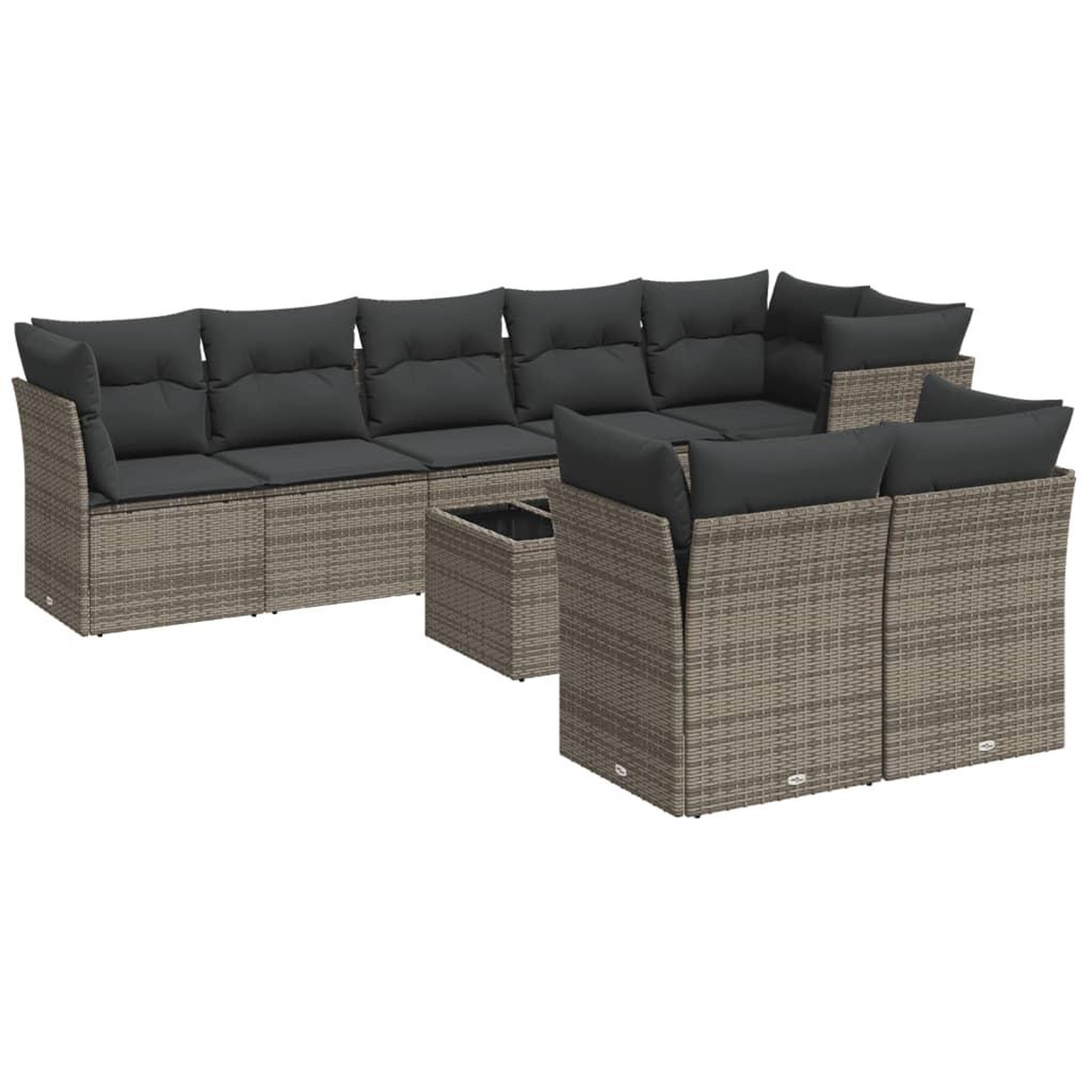 Voir la diapositive 2 : VIDAXL Salon de jardin 9 pcs avec coussins gris resine tressee