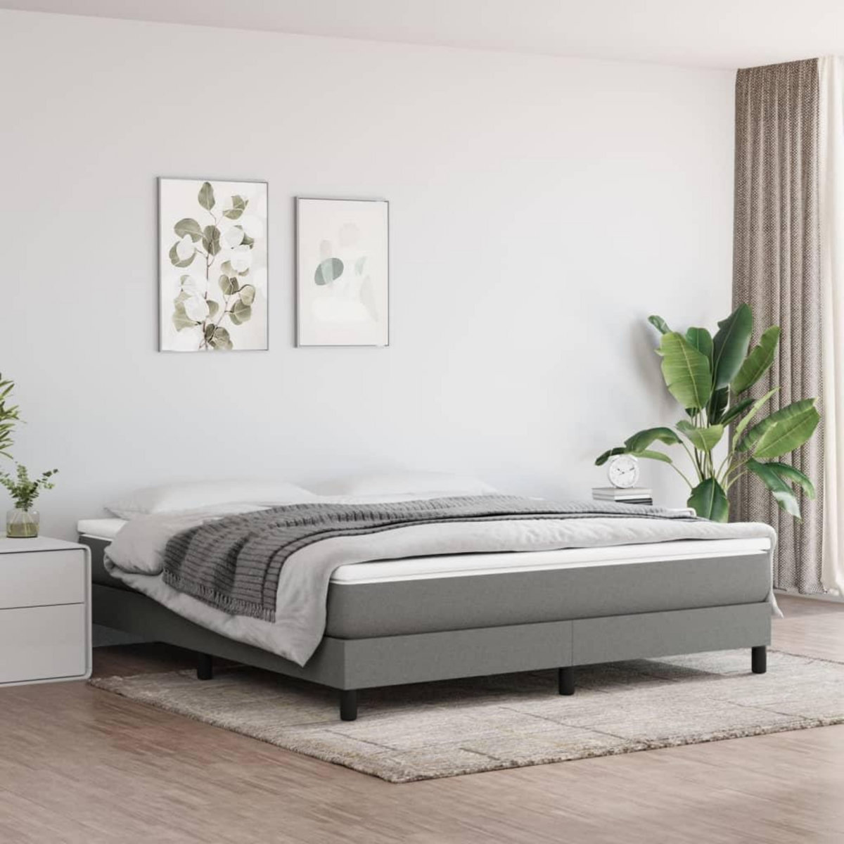 VIDAXL Sommier a lattes de lit avec matelas Gris fonce 180x200cm Tissu
