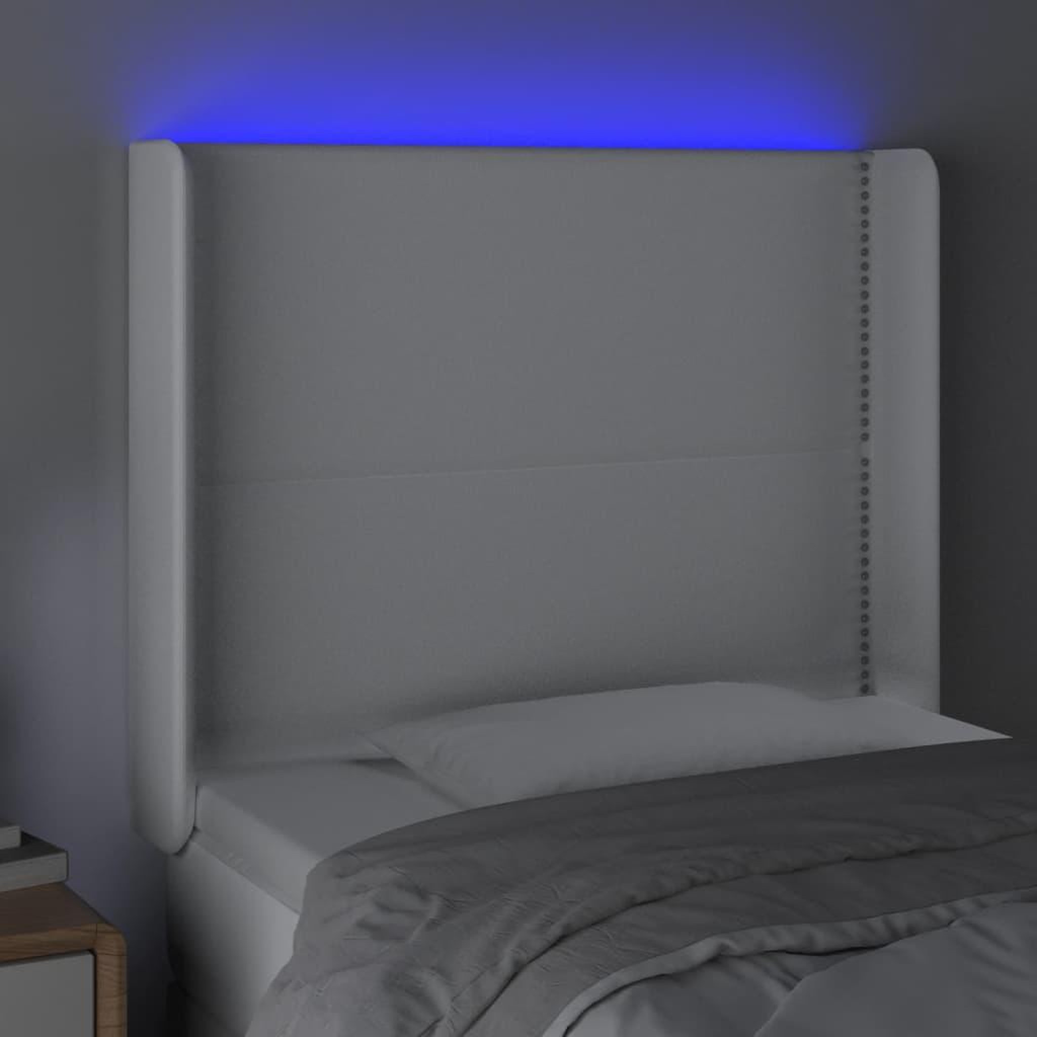 Voir la diapositive 4 : VIDAXL Tete de lit a LED Blanc 83x16x118/128 cm Similicuir