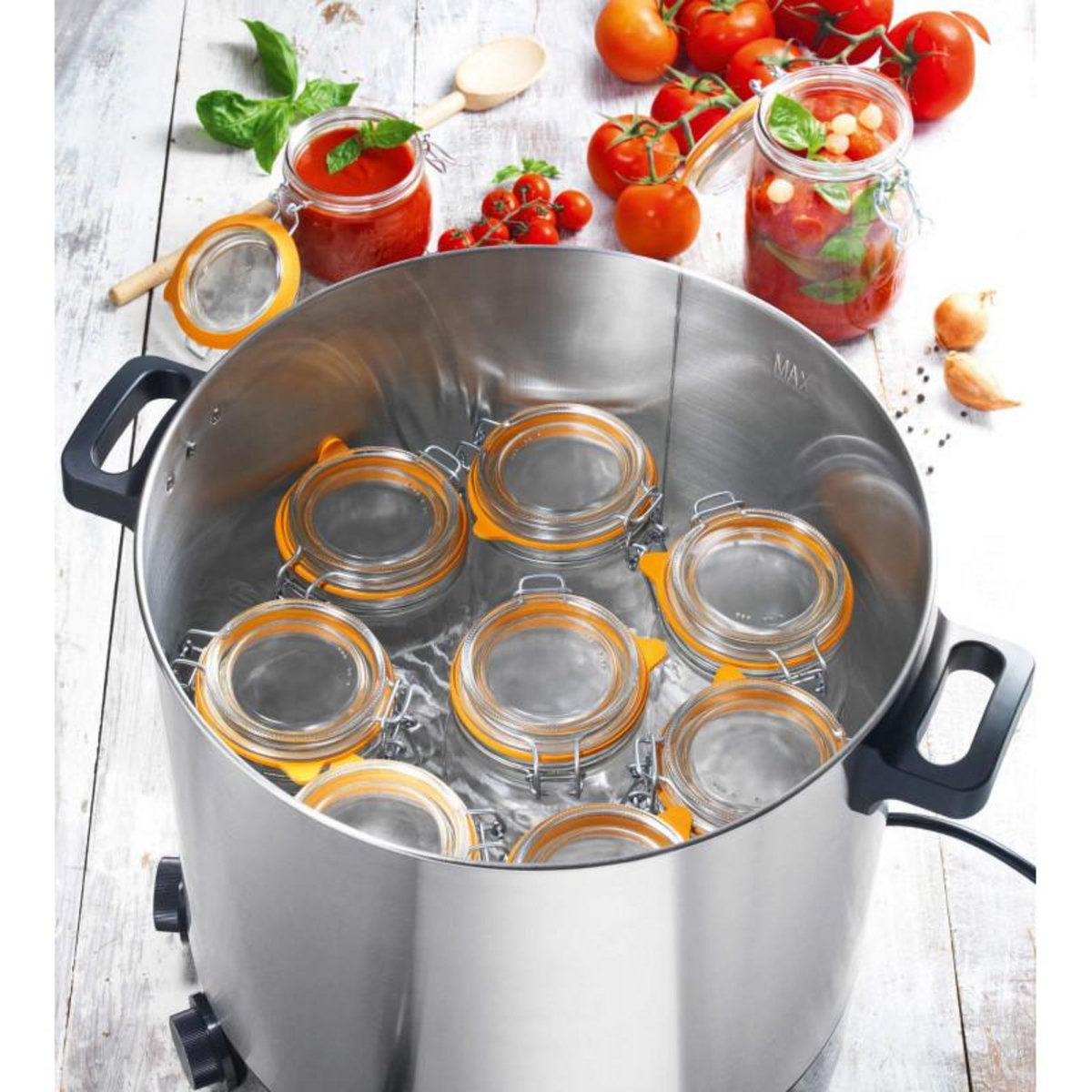 Kitchen chef Stérilisateur de bocaux électrique cuve inox avec écran lcd robinet et minuteur 31l 2000w - kcpst31lcd.ix