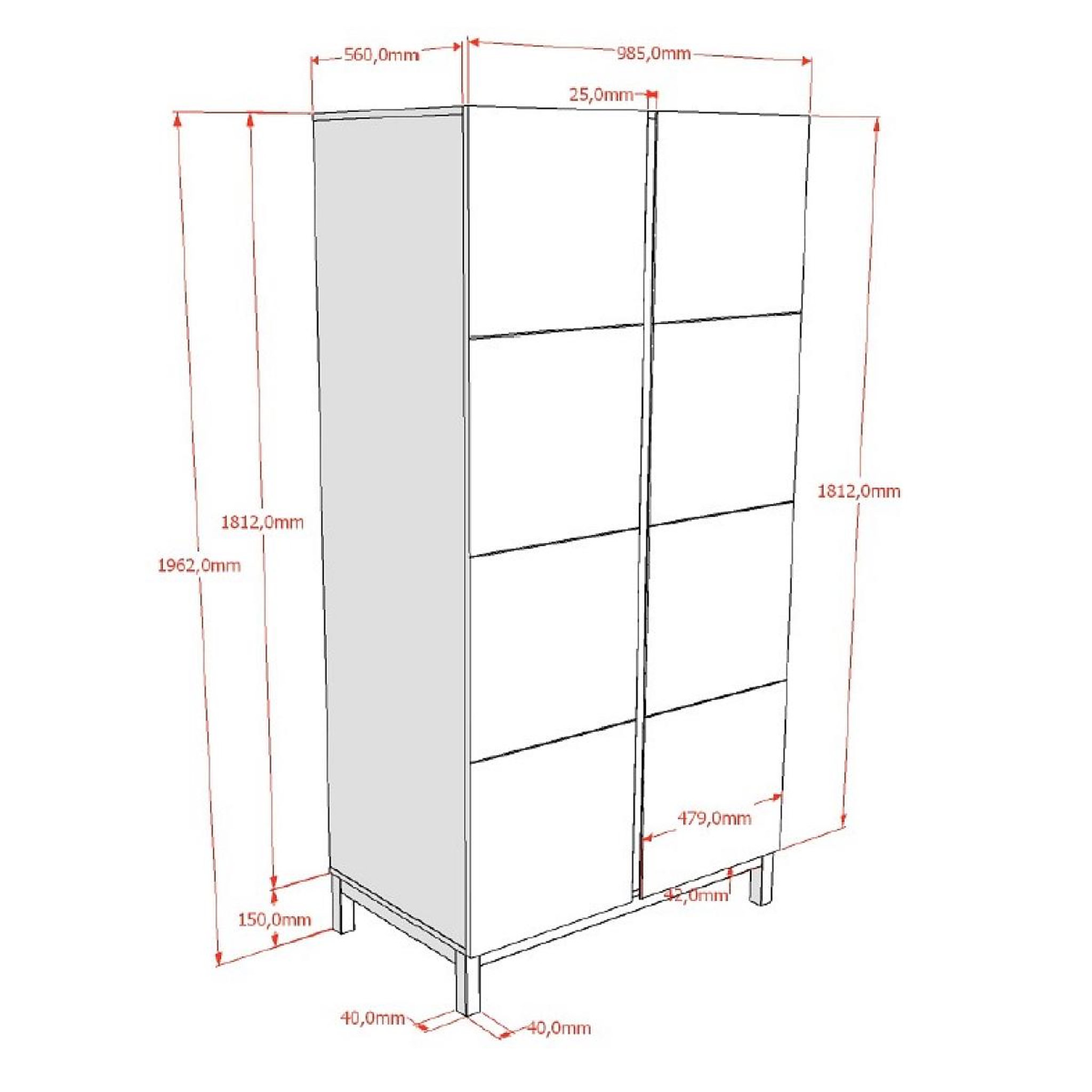 Voir la diapositive 3 : Vipack Armoire eva 2 portes blanc