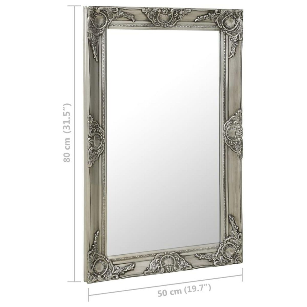VIDAXL Miroir mural style baroque 50x80 cm Argente