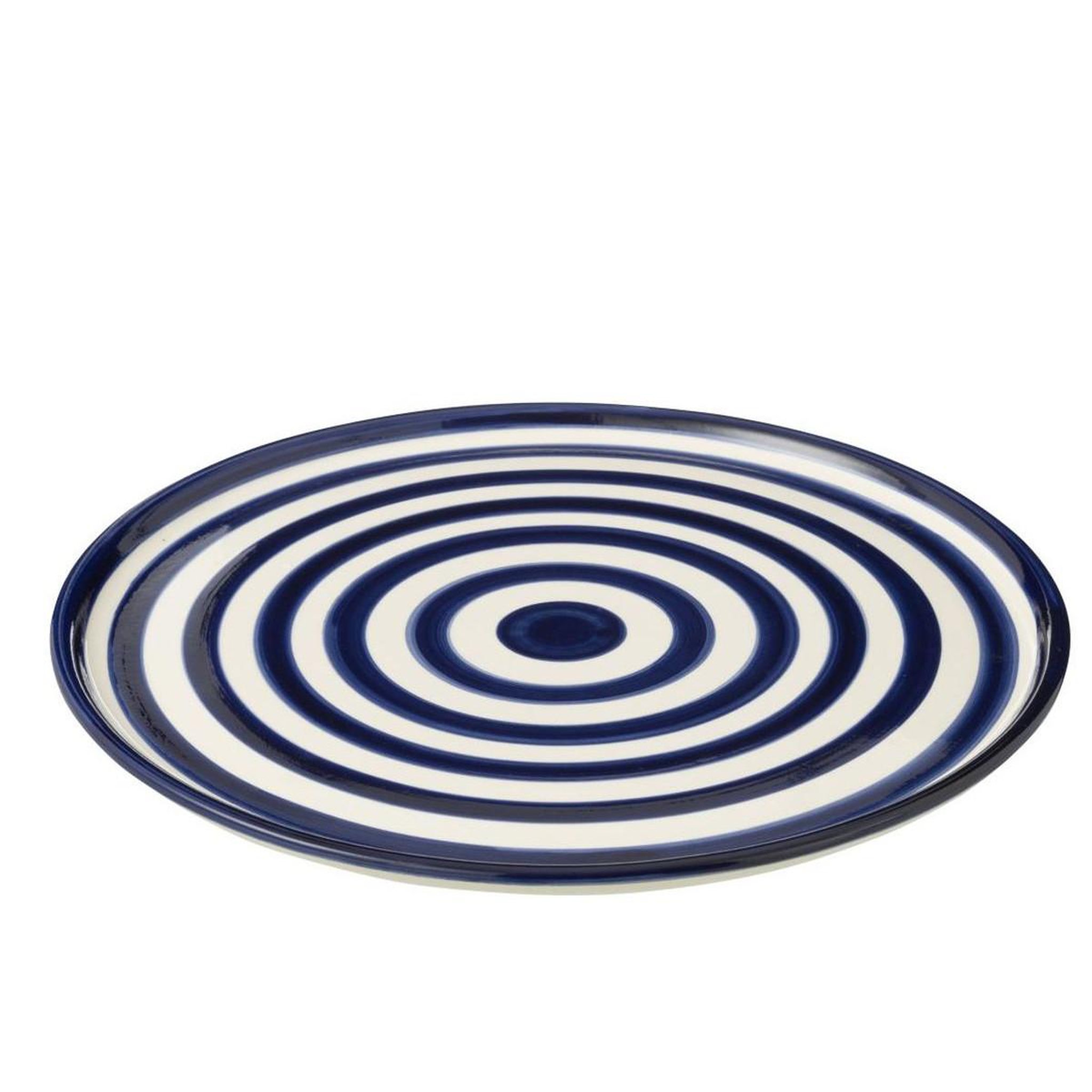 Voir la diapositive 2 : J-LINE Assiette de présentation en céramique  granada rayure  34cm bleu cobalt