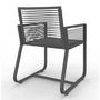 Voir la diapositive 5 : ID MARKET Salon de jardin ODESSA table 150 cm et 6 fauteuils cordage gris anthracite