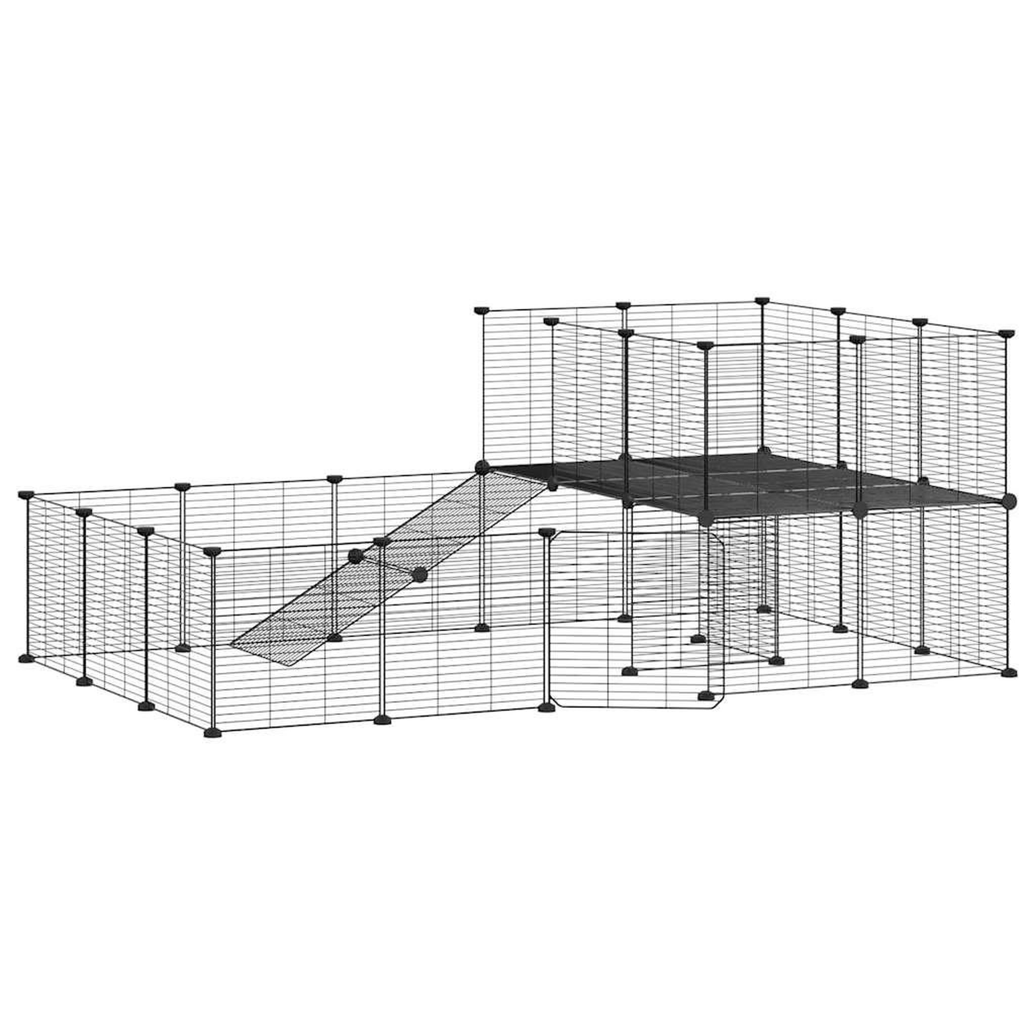 Voir la diapositive 2 : VIDAXL Cage animaux de compagnie a 36 panneaux et porte Noir 35x35 cm