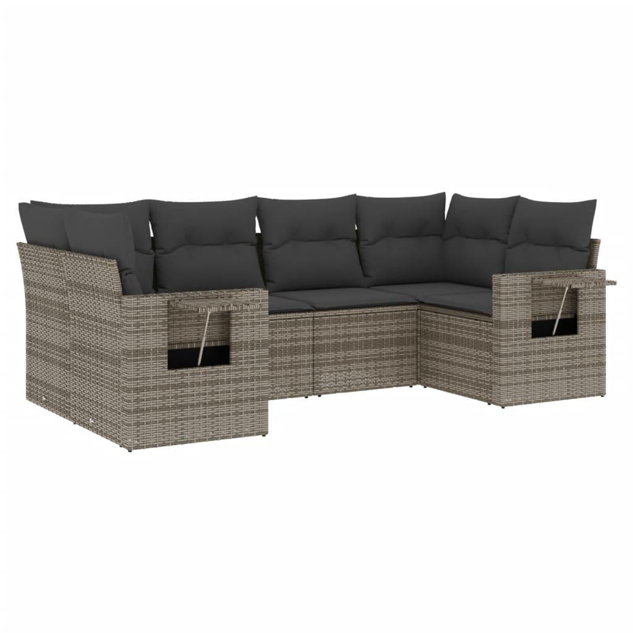 Voir la diapositive 2 : VIDAXL Salon de jardin 6 pcs avec coussins gris resine tressee