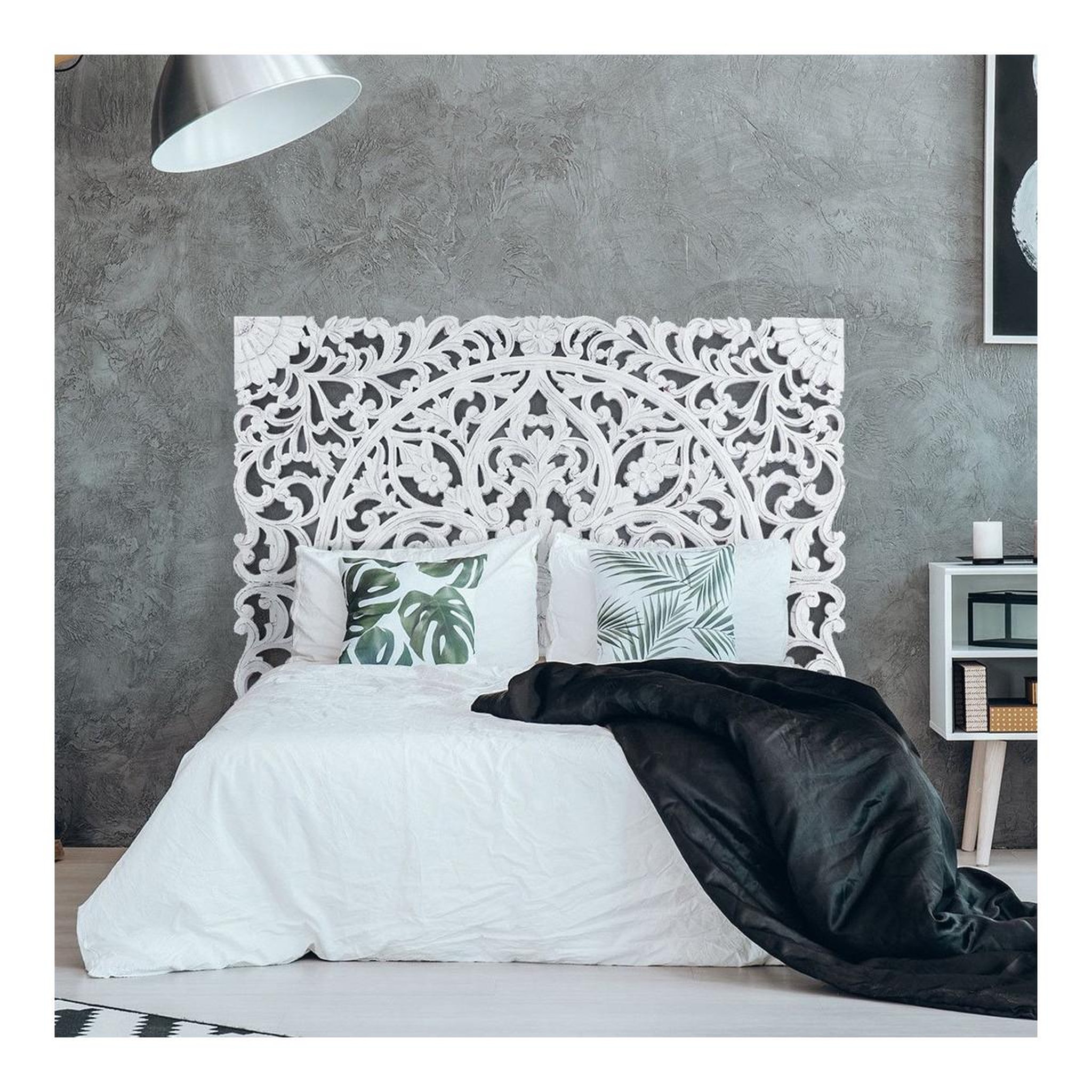 Voir la diapositive 2 : Paris Prix Tête de lit en bois  grisy  160cm blanc