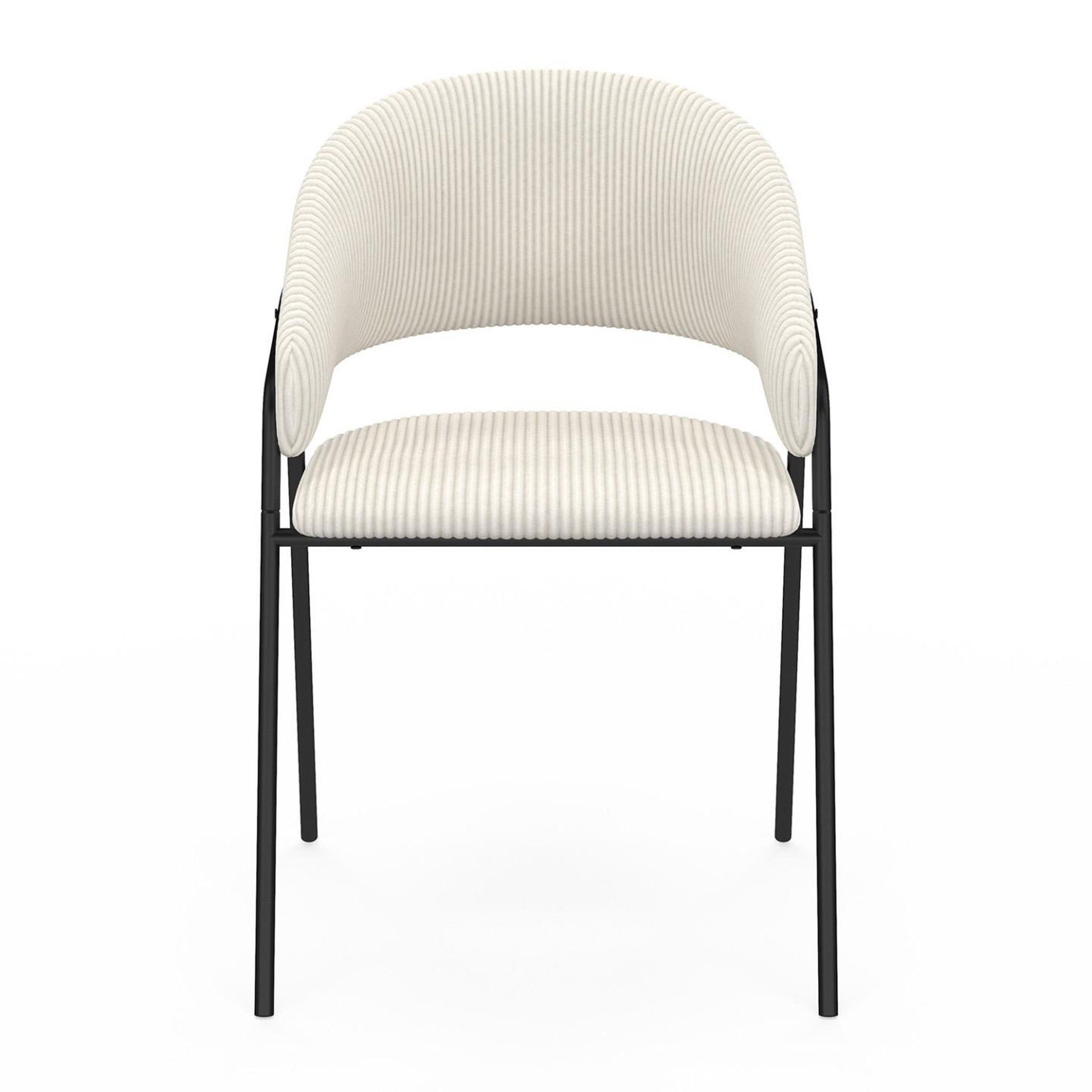 Voir la diapositive 3 : ID MARKET Lot de 2 chaises de salle à manger VINI en velours côtelé beige et pieds métal noir